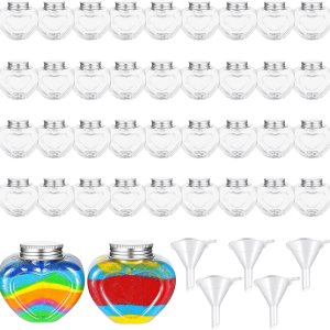 Hsei 50 botellas de arte de arena, botellas de poción de plástico con 5 embudos pequeños, kits de contenedores de arte de arena para niños, fiestas Hsei 50 botellas de arte de arena, botellas de poción de plástico con 5 embudos pequeños, kits de contenedores de arte de arena para niños, fiestas