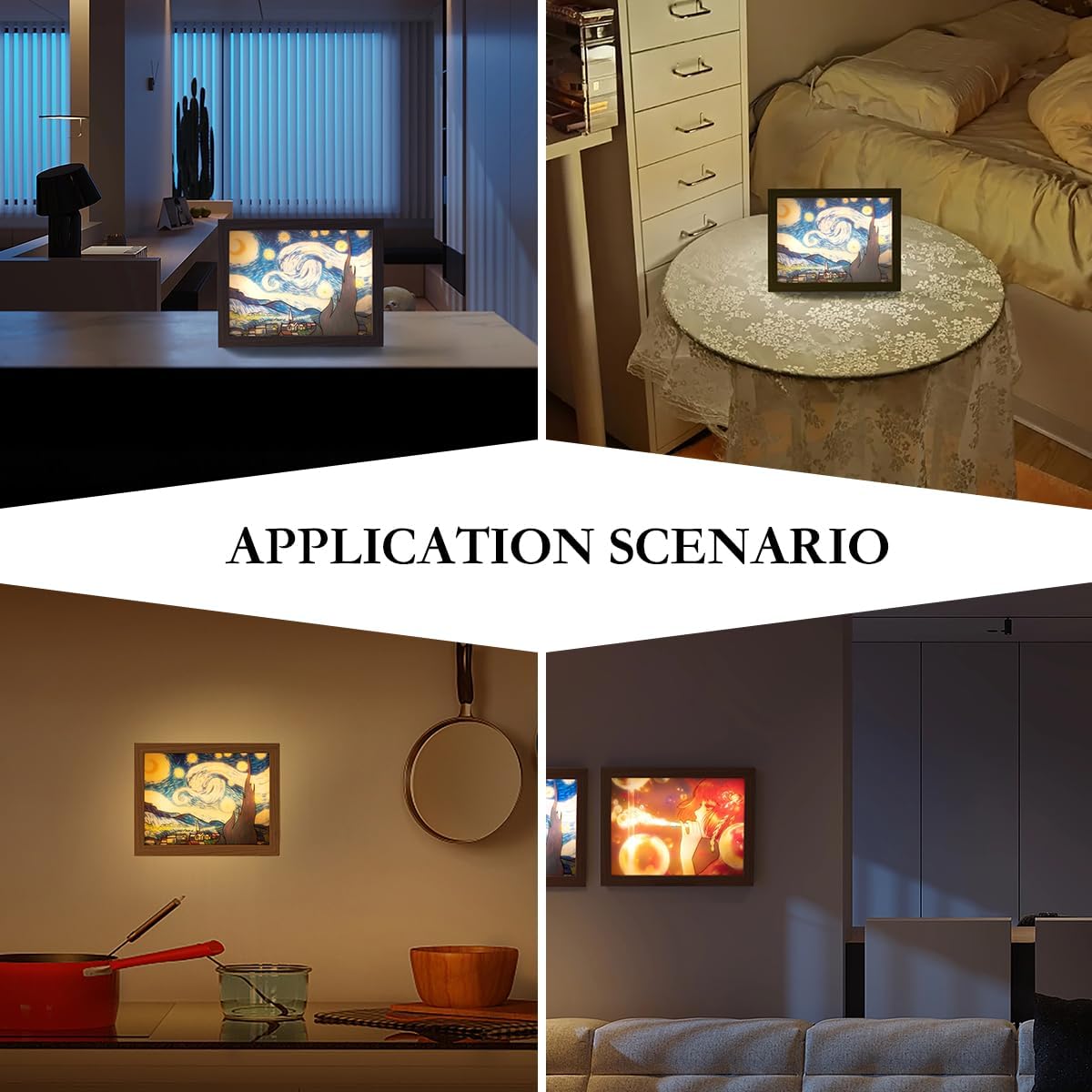 UGKLSINU – Pintura iluminada, arte de pared LED, alimentado por USB, 3 modos de iluminación, decoración moderna del hogar, pinturas para