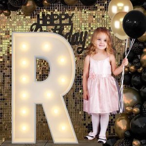 Letras luminosas R de marquesina de 4 pies, letra grande de marquesina para baby shower, cumpleaños, compromiso, boda, decoración de fiesta Letras luminosas R de marquesina de 4 pies, letra grande de marquesina para baby shower, cumpleaños, compromiso, boda, decoración de fiesta
