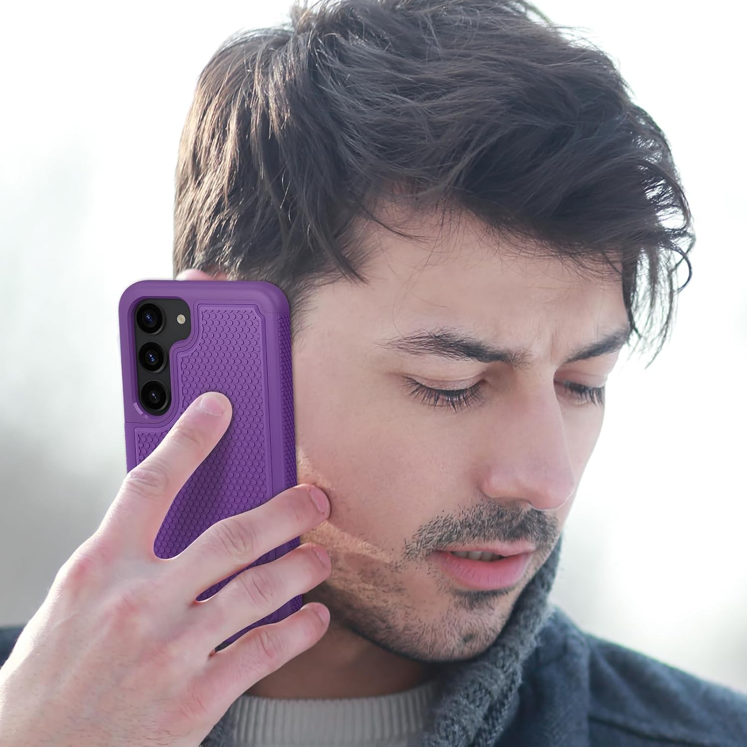 FNTCASE Funda para Samsung Galaxy S23 funda protectora de doble capa resistente para teléfono celular, a prueba de golpes, con textura