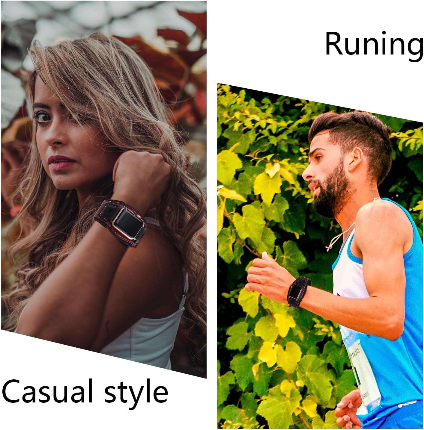 VIQIV Leather Bands Compatible with Apple Watch 49mm 45mm 44mm 42mm 41mm 40mm 38mm Ultra 2 Band Men Women, Vintage Genuine Leather Wristband