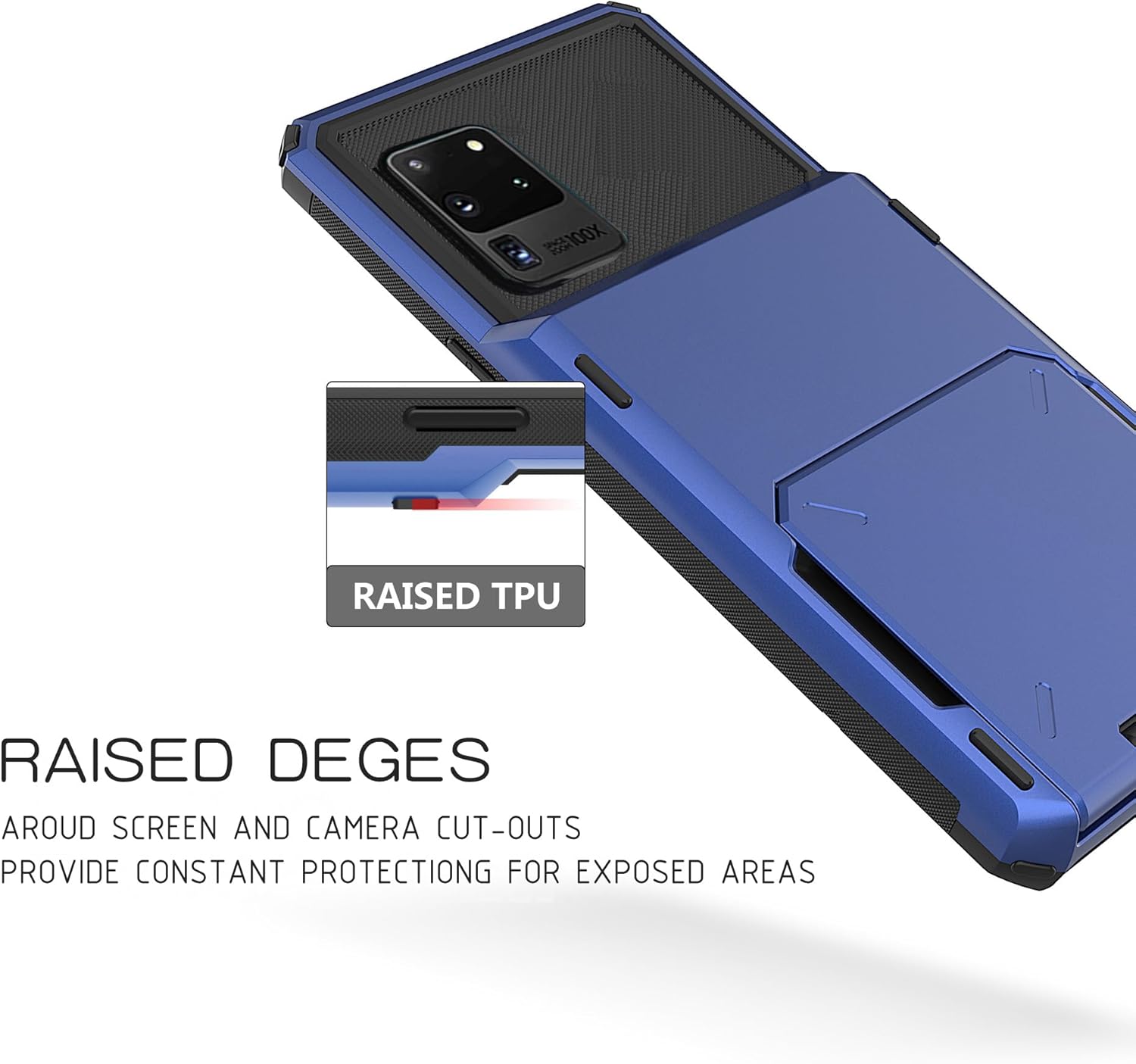 Asuwish Funda para Samsung Galaxy S20 Ultra 5G con protector de pantalla de vidrio templado y ranura para tarjeta de crédito, cubierta protectora