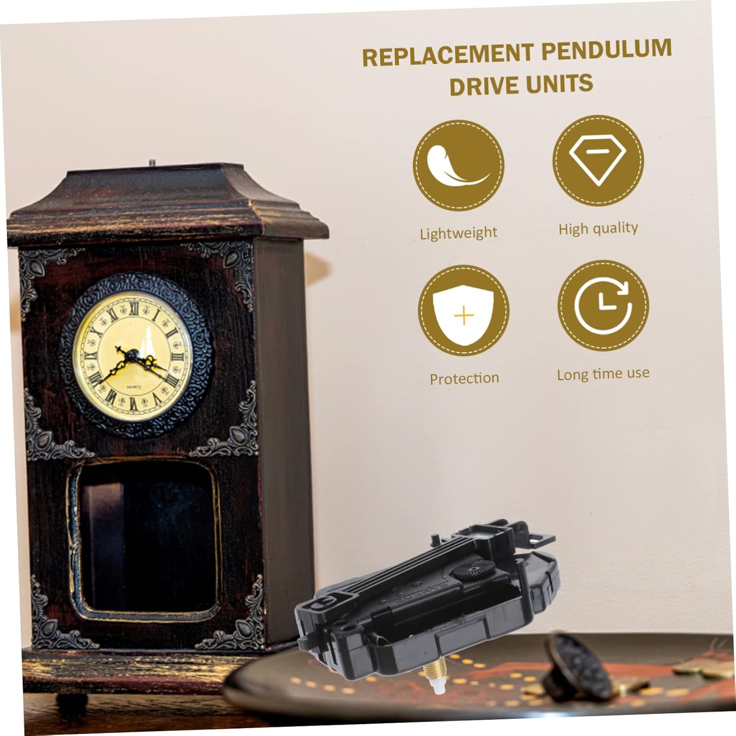 Cabilock Reloj silencioso de barrido de péndulo Movimiento Reloj Accesorio Hogar Reloj Movimiento Péndulo Reloj Reloj Reloj Movimiento Apéndice