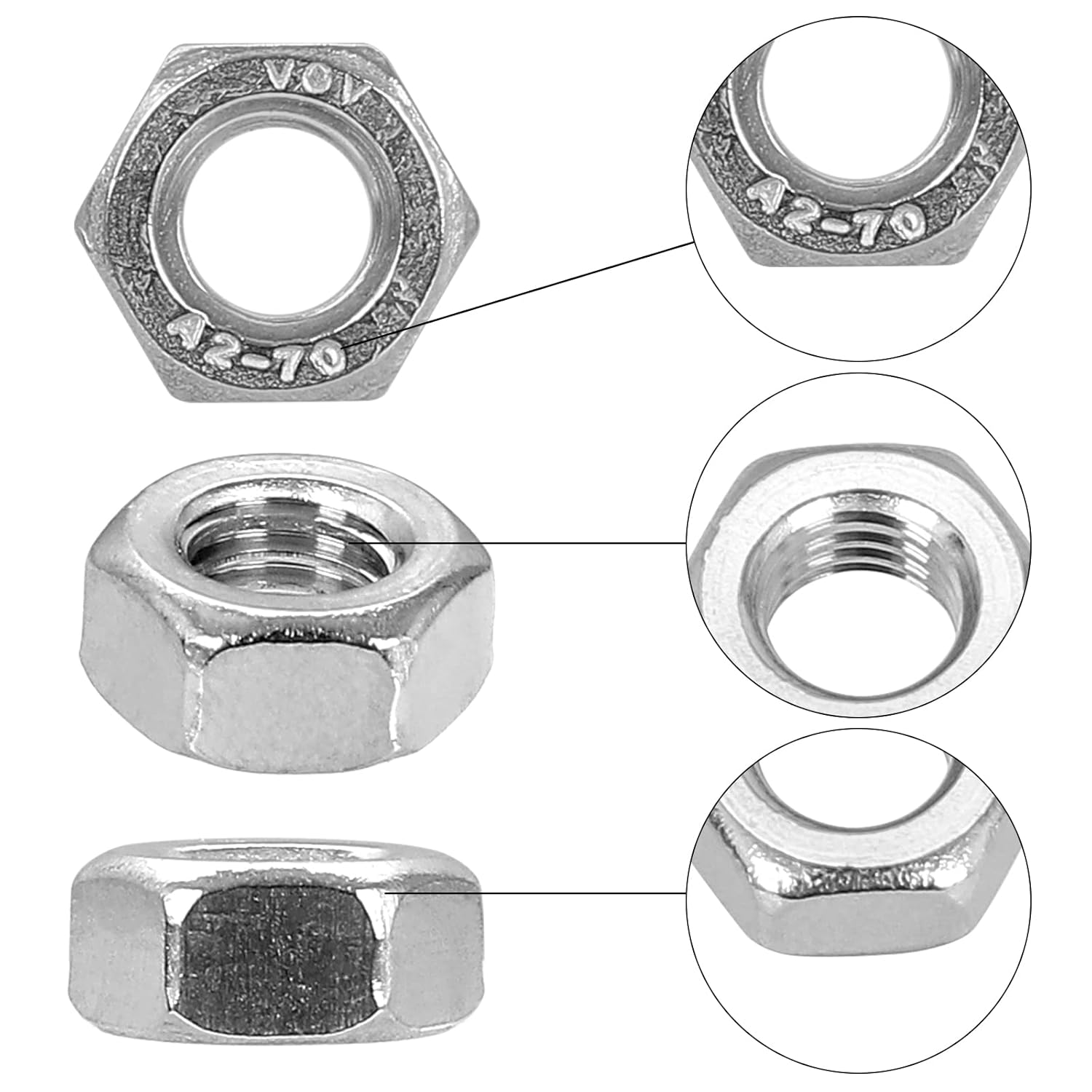 Kit surtido de 380 tuercas hexagonales métricas pequeñas para tornillo de micro, acero inoxidable 304, tuercas hexagonales M1 M1.2 M1.4 M1.6 M2 M2.5