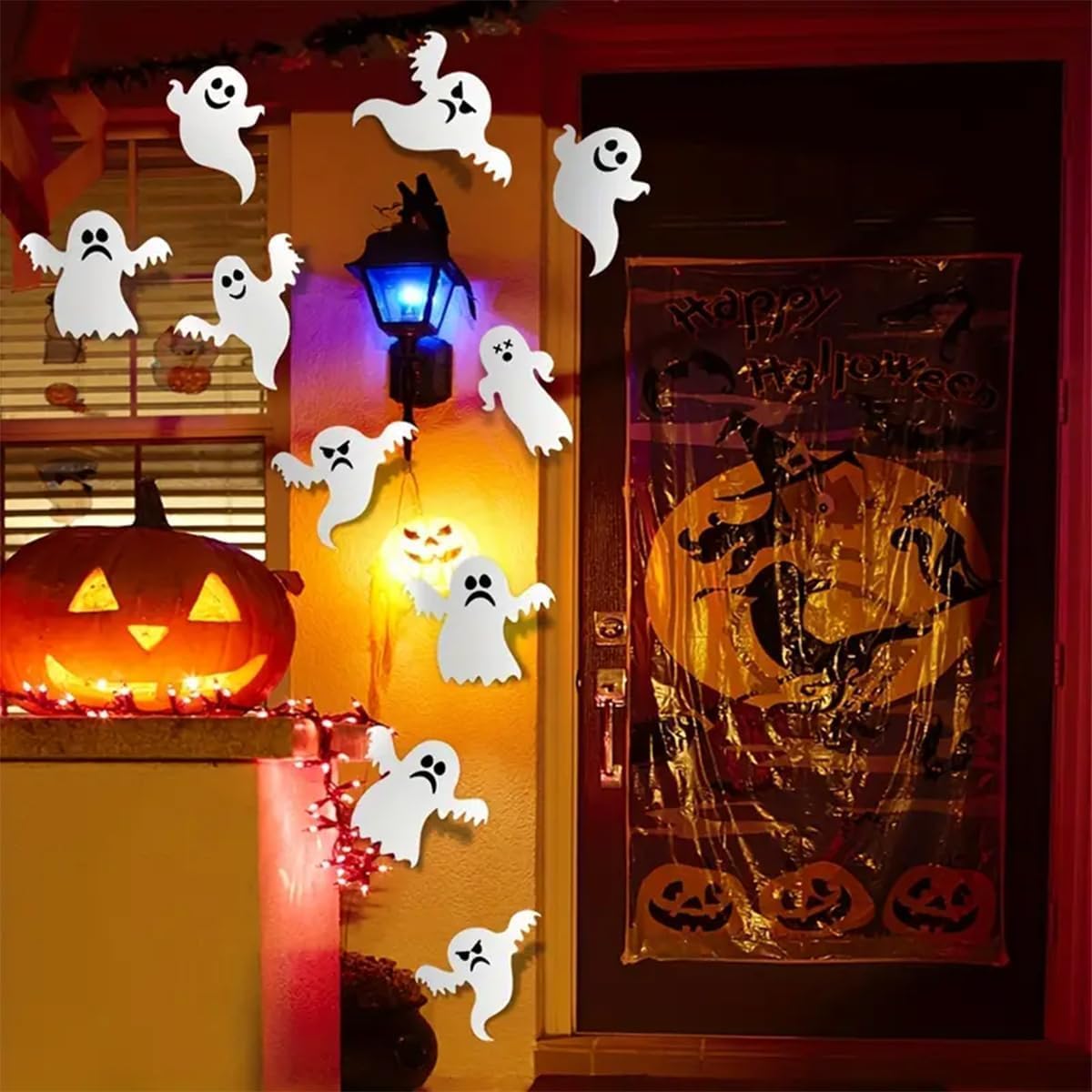 Calcomanías de pared de fantasma de Halloween 3D lindas calcomanías de fantasmas reutilizables autoadhesivas para decoración de pared de fantasma