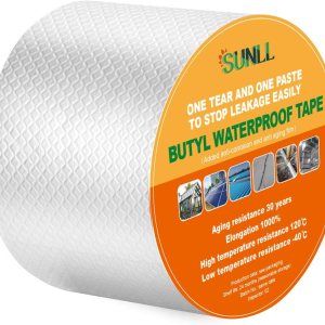 Cinta de sellado de butilo de 4 pulgadas de ancho x 16 pies de largo, tira de conductos de butilo impermeable a prueba de fugas, para reparación de Cinta de sellado de butilo de 4 pulgadas de ancho x 16 pies de largo, tira de conductos de butilo impermeable a prueba de fugas, para reparación de