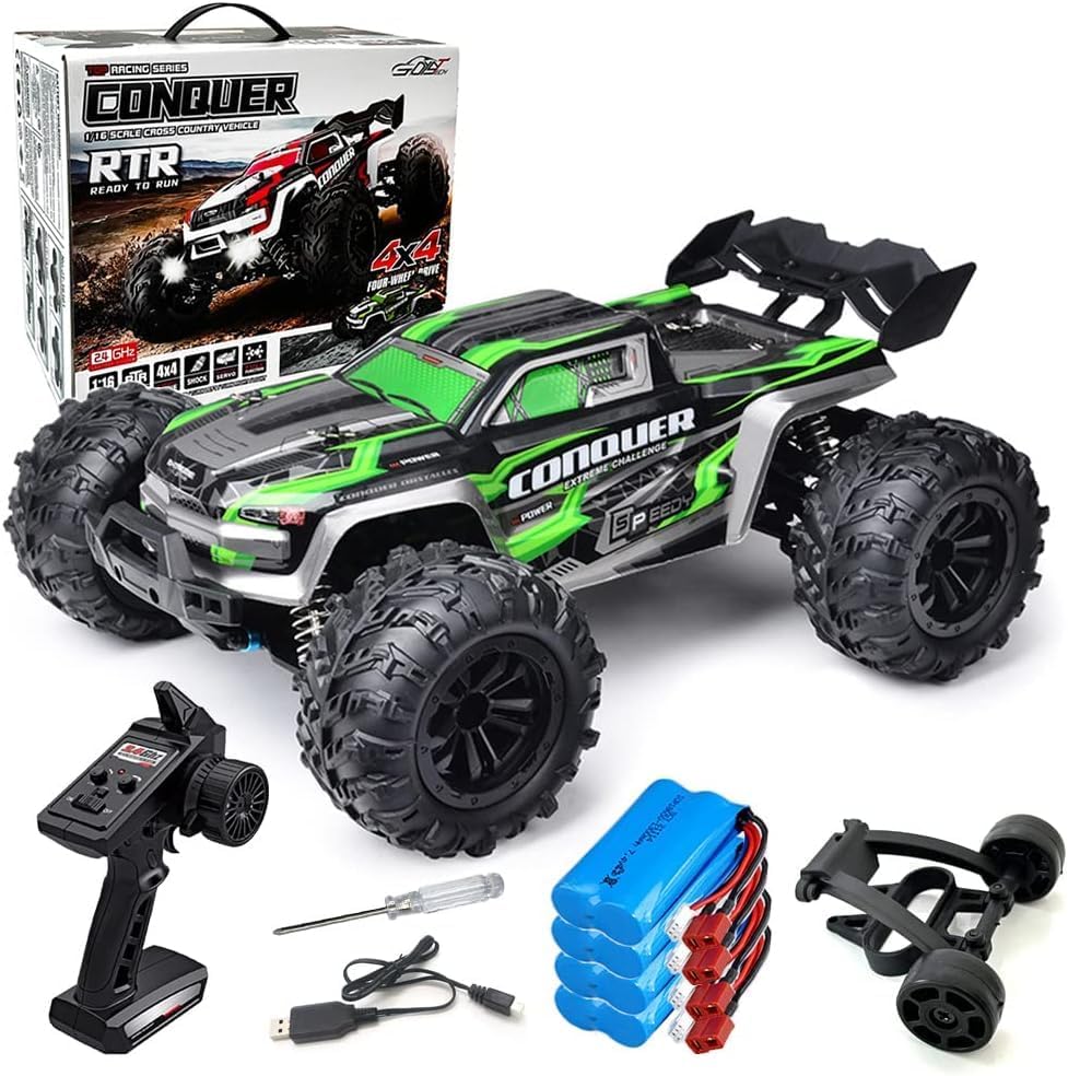 Autos RC a escala 116, auto de control remoto de 50 KMH, alta velocidad, 4WD, camión RC para niños, adultos, niños, 2.4 GHz, todo terreno, Buggy