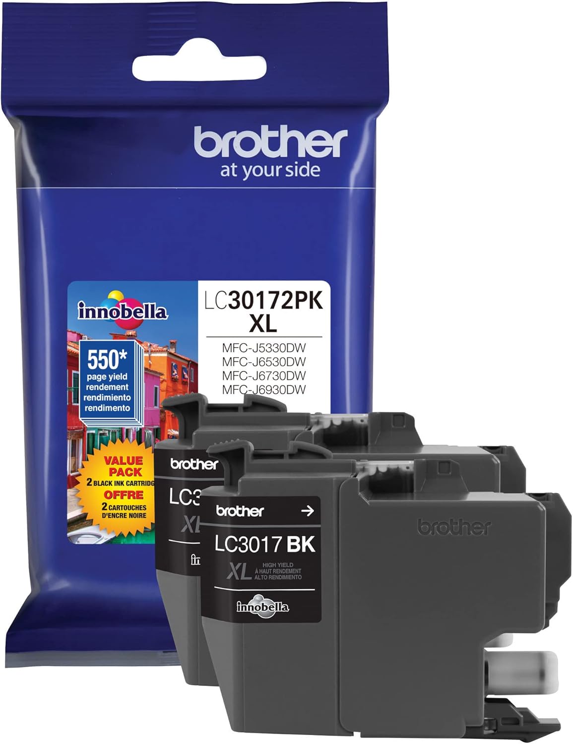 Brother Impresora LC30172PK Cartucho de tinta negro de alto rendimiento XL (paquete de 5, 10 unidades en total)