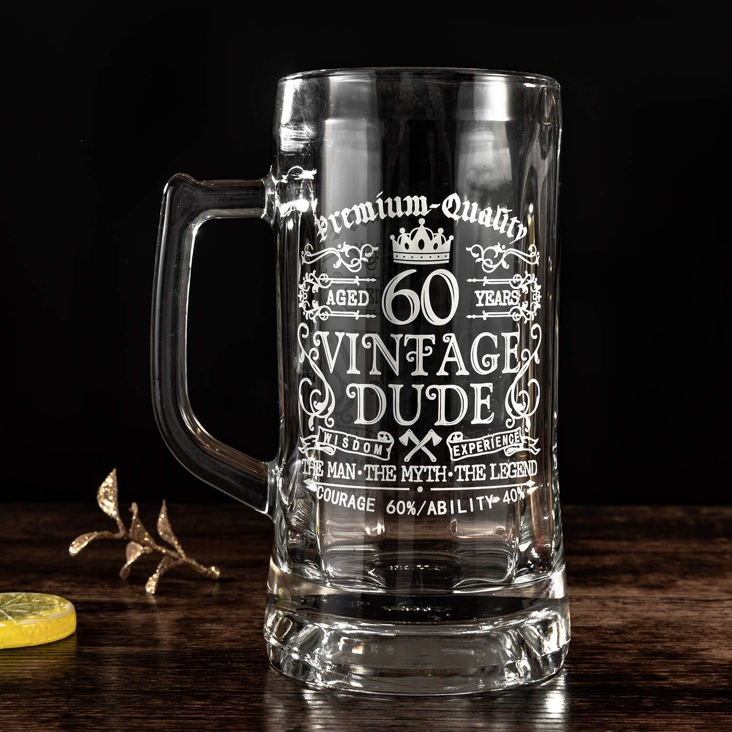 Crisky Taza de cerveza vintage de 60 cumpleaños para hombres de 60 años, regalo de 21 onzas, vaso de cerveza de cumpleaños para él, marido, padre,