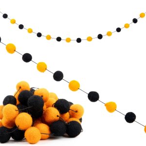 Woolygon Guirnalda de bolas de fieltro hecha a mano en Nepal, decoración de Halloween, pompones coloridos, guirnaldas de lana, decoración de árbol Woolygon Guirnalda de bolas de fieltro hecha a mano en Nepal, decoración de Halloween, pompones coloridos, guirnaldas de lana, decoración de árbol