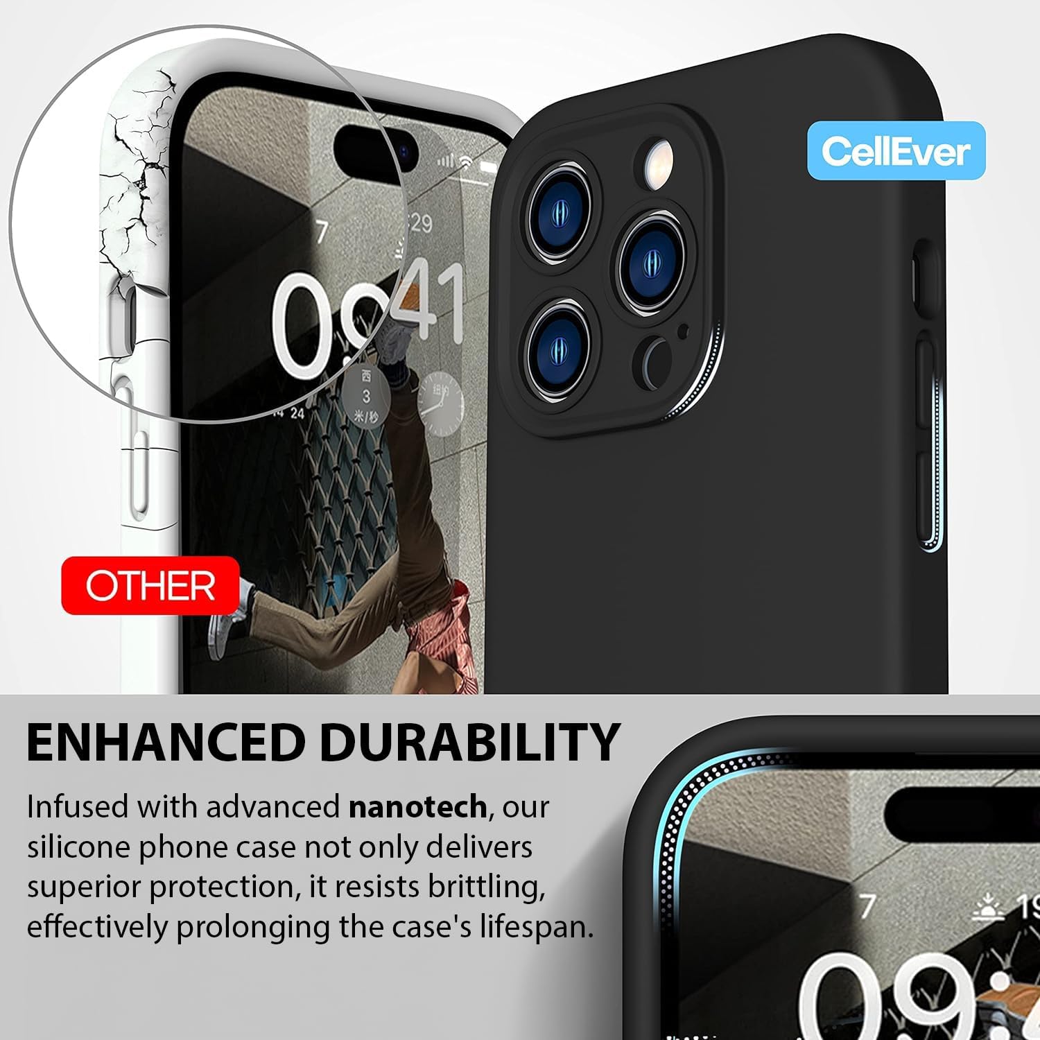 CellEver Elite – Funda para iPhone 14 Pro Max de 6.7 pulgadas, funda de silicona duradera con revestimiento de nanotecnología, protección mejorada