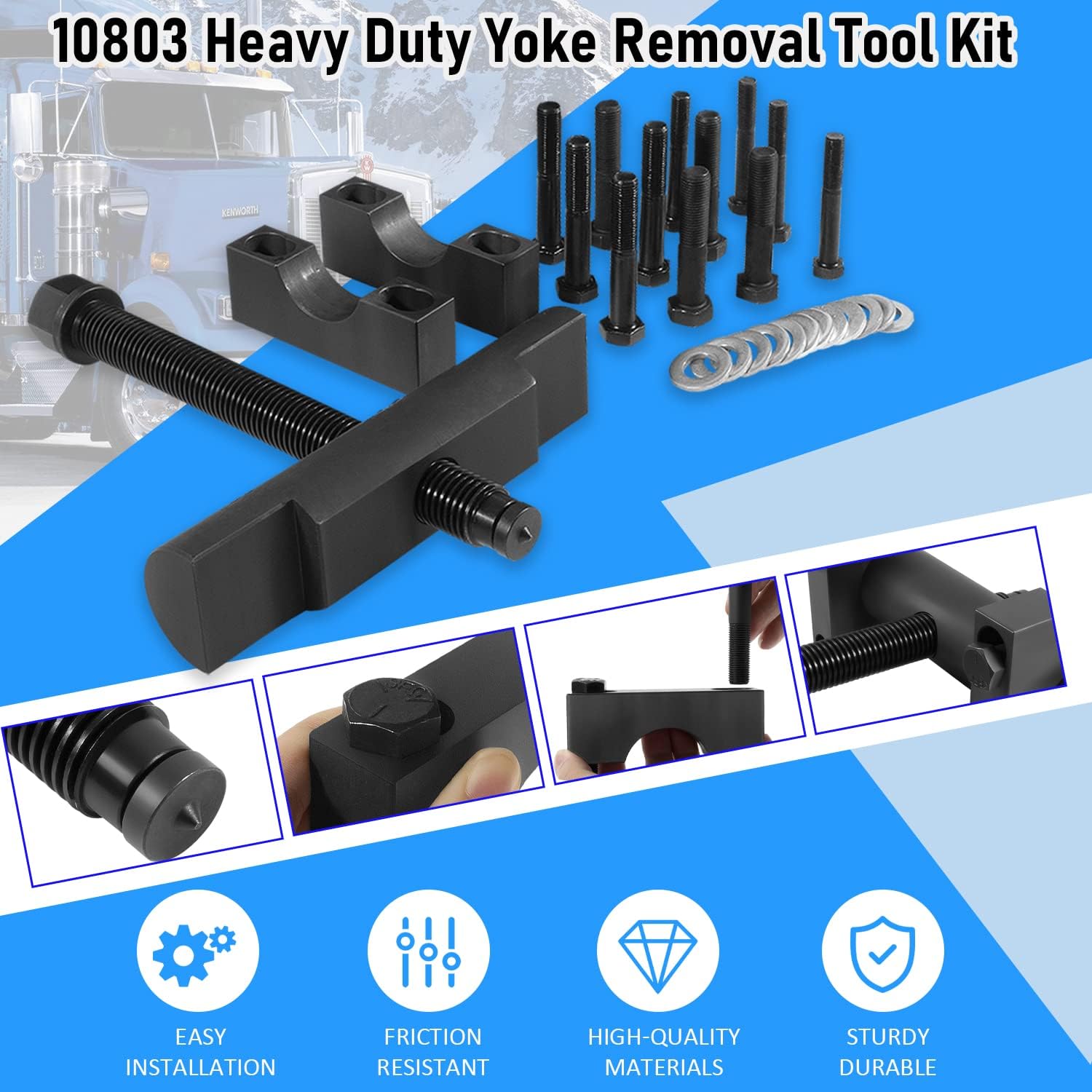 10803 Extractor de yugo, kit de herramientas de extracción de yugo resistente, herramienta de extracción de yugo para camiones