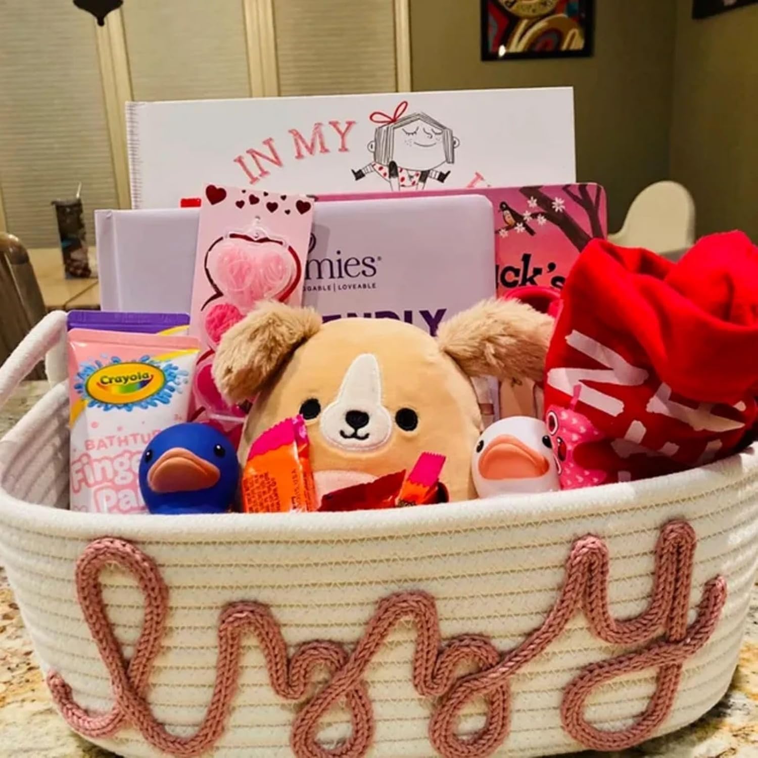 Custom Baby Name Basket, Baby Shower Gift Basket, Diaper Caddy For Baby Girl-Cotton Rope Diaper Caddy,Diaper Organizer For Changing Table (Option 1)
