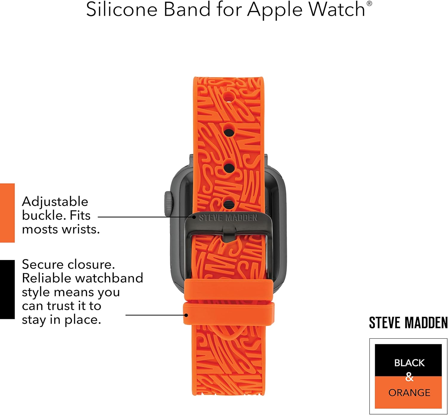Steve Madden Correa de silicona de moda para Apple Watch, Moderno