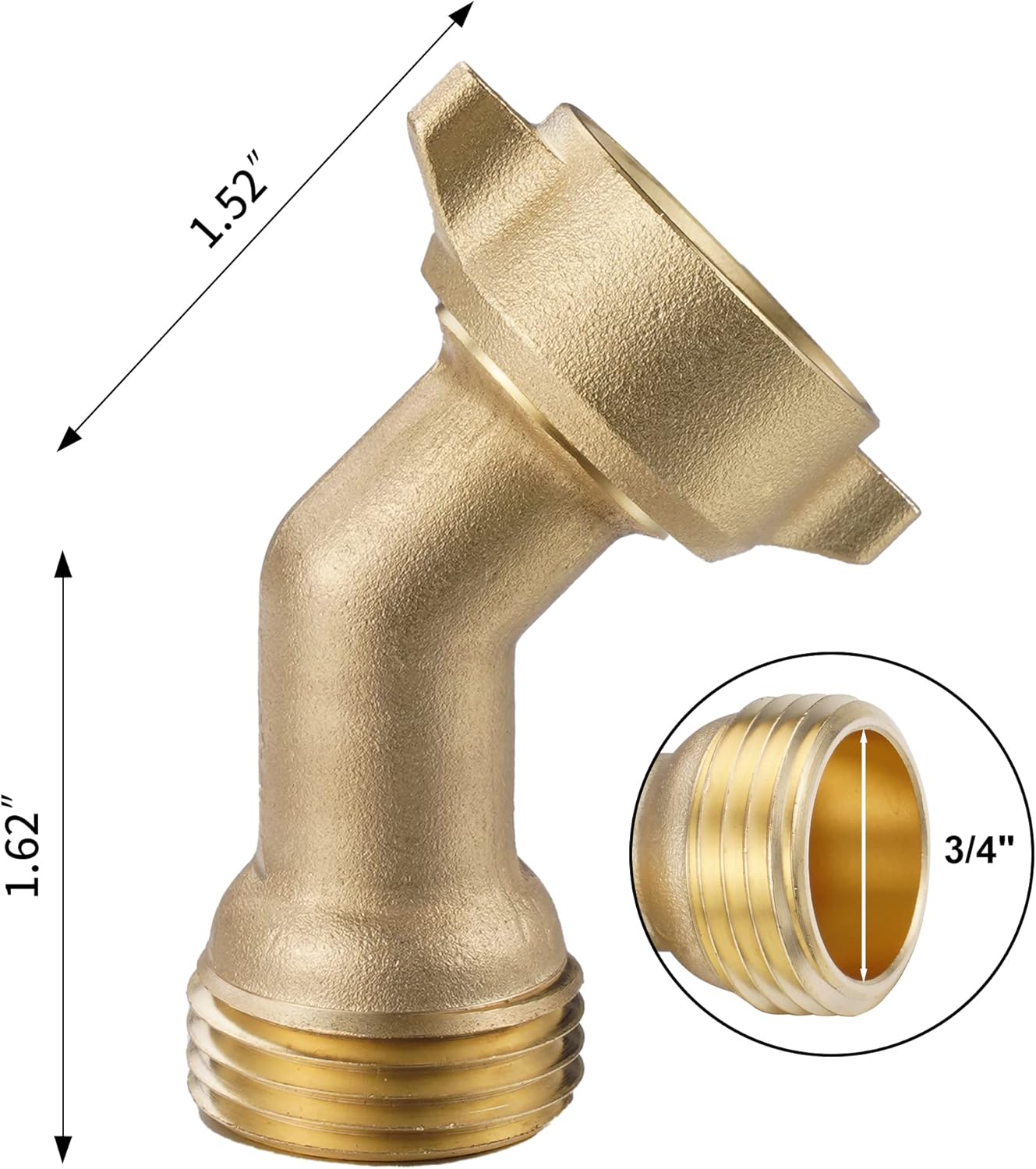 Codo de manguera de 45 grados, conector de manguera de jardín de 34 pulgadas, accesorios de latón macizo para entrada de agua dulce de RV, conexión