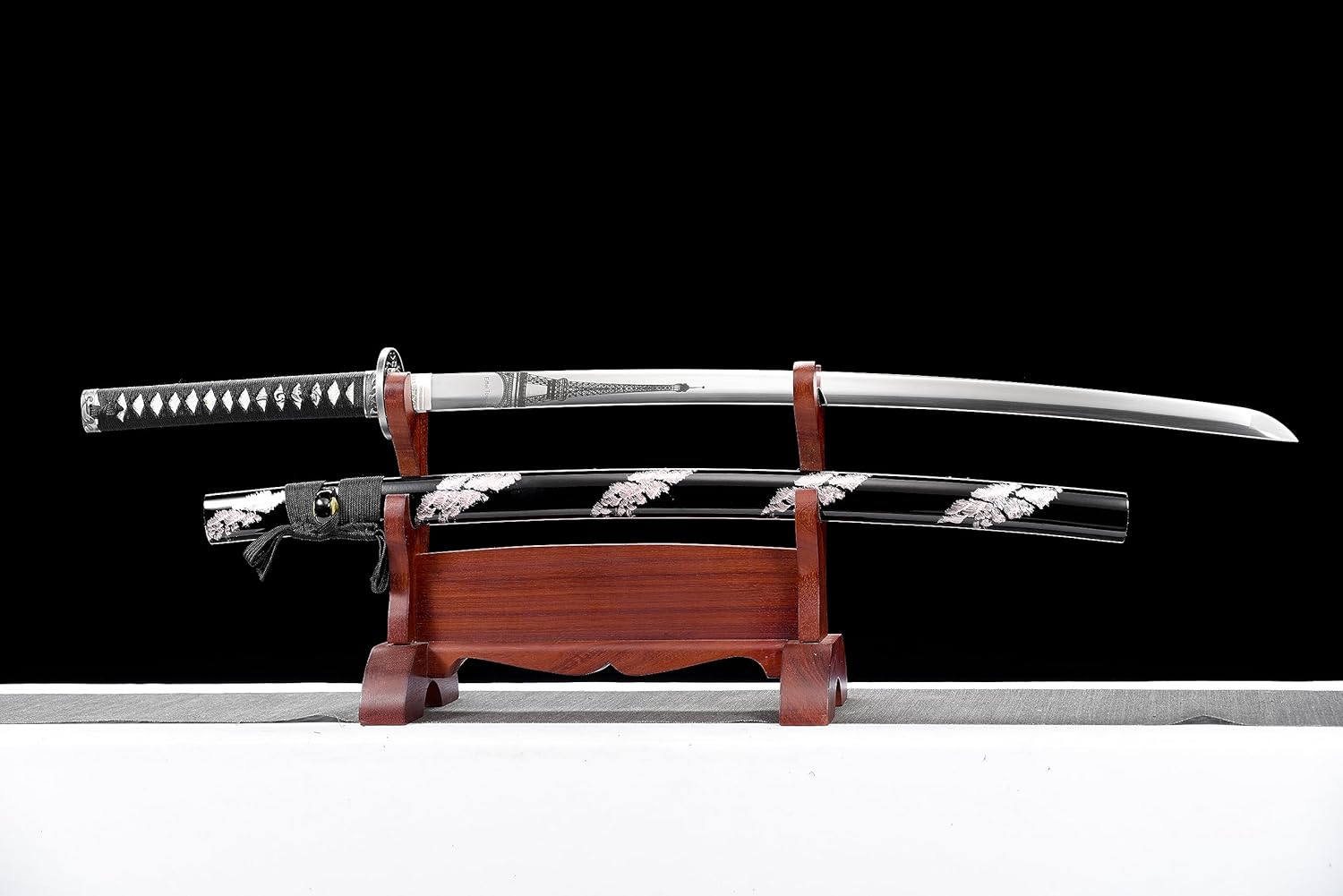 Auténtica espada katana samurái, 41 pulgadas, forjada a mano, afilada, templada al calor, práctica y funcional, fabricada con acero de alto carbono