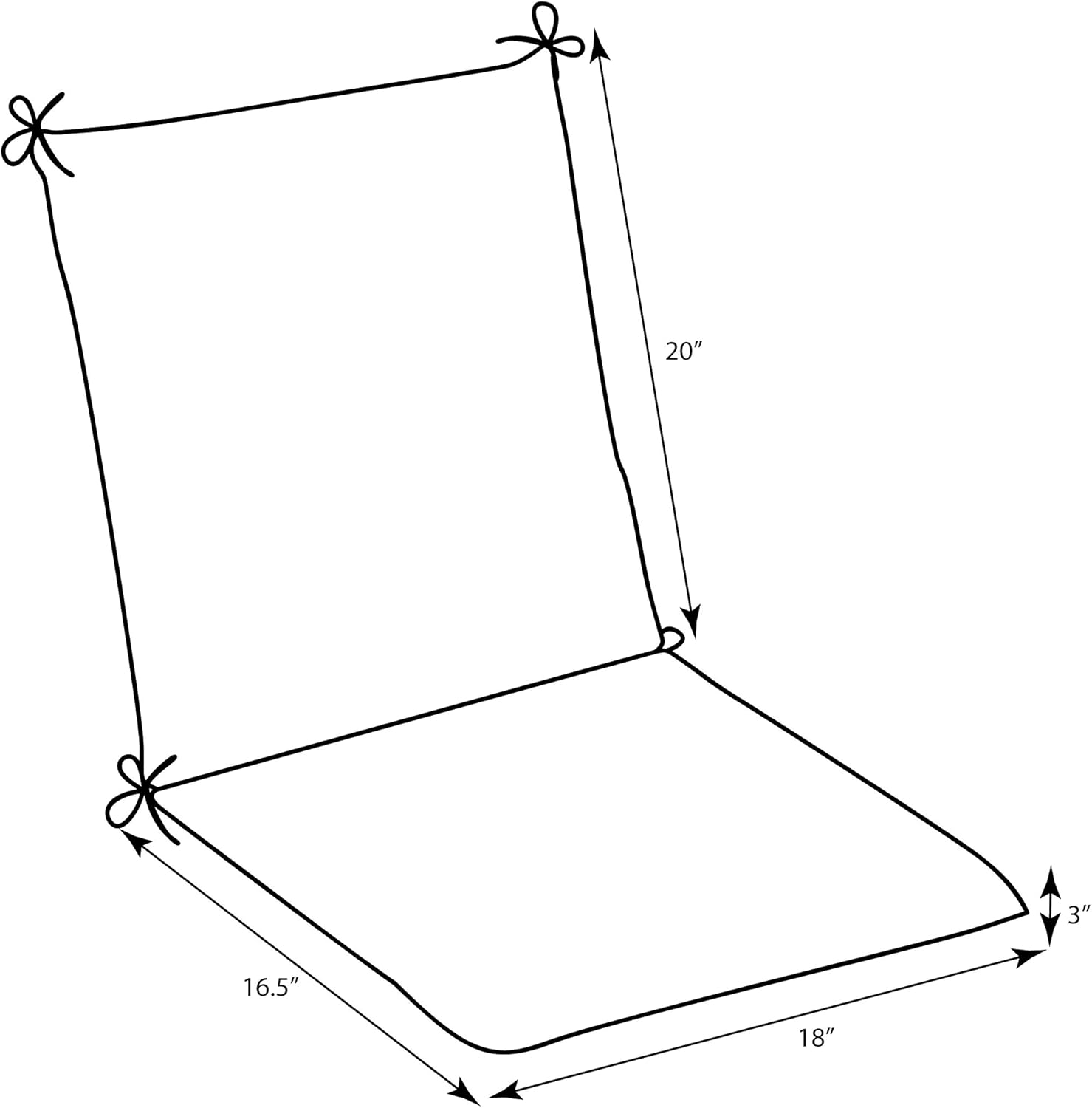 Pillow Perfect Tropic – Cojín cuadrado para silla esquinera para interiorexterior y exterior, 1 pieza con lazos, asiento profundo, resistente a la