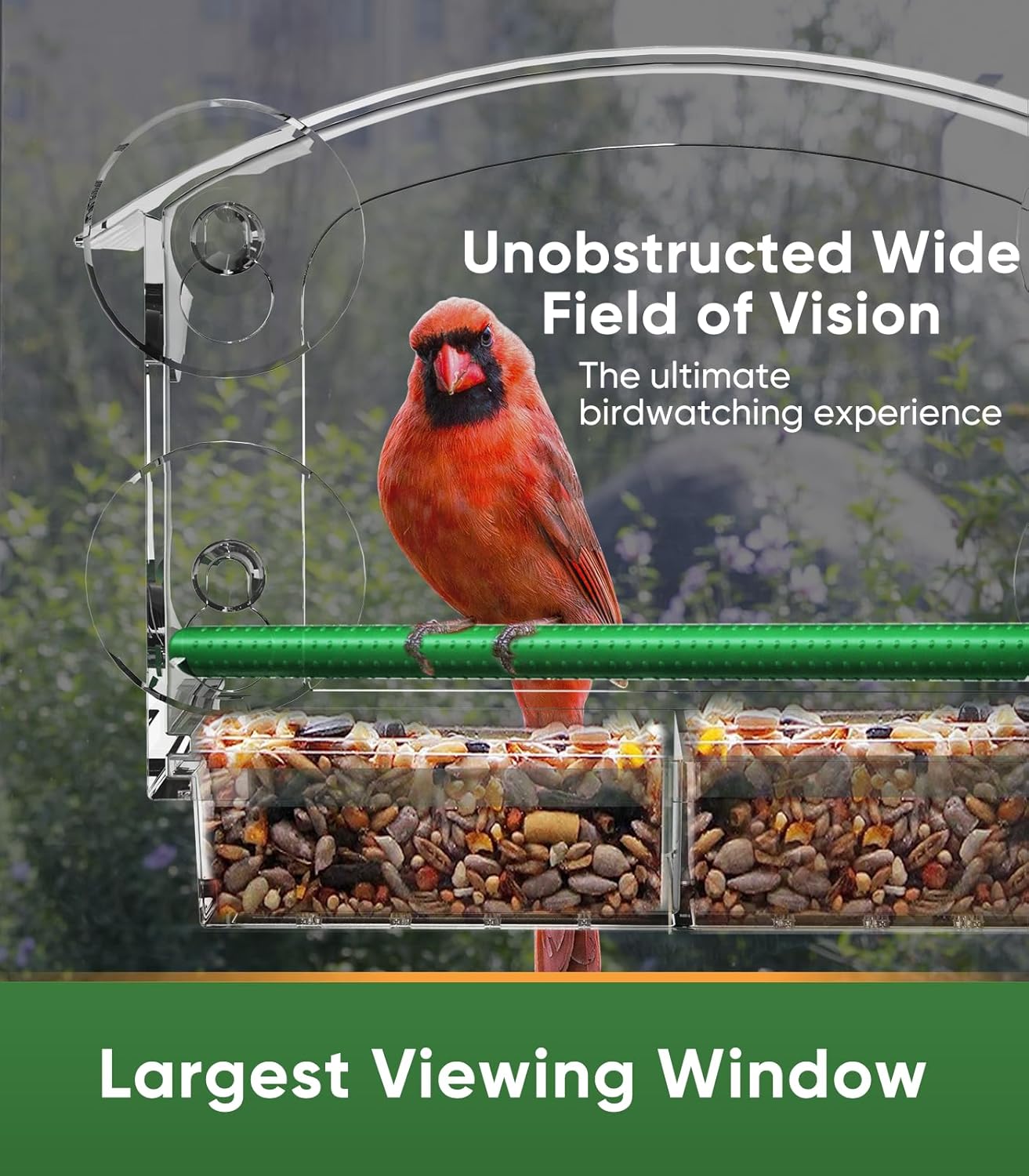 Comedero para pájaros con 4 ventosas fuertes, comedero para pájaros de ventana transparente para exteriores, casa de pájaros de acrílico para