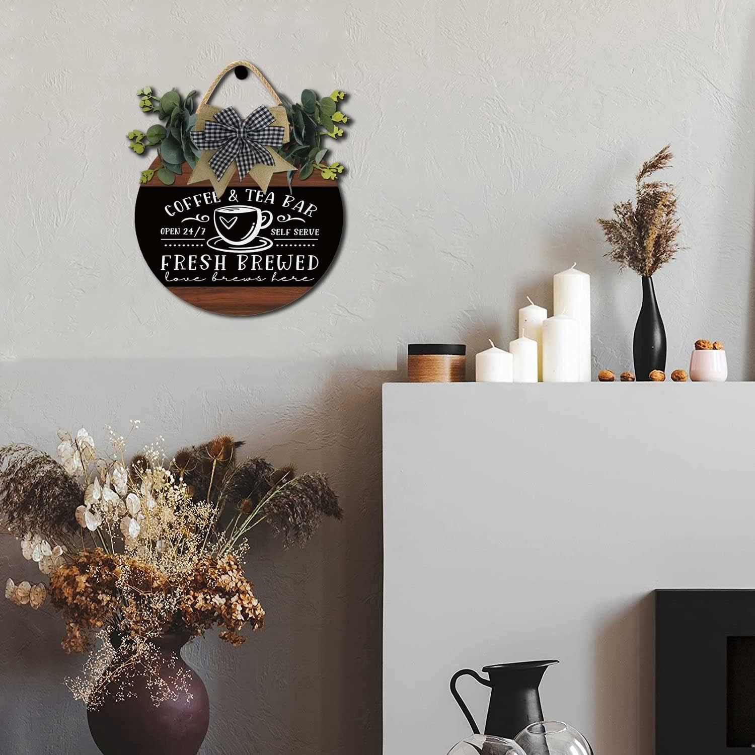 Coffee And Tea Bar Fresh Brewed Self Serve Decor Sign,Wall Art Pictures Decoration,New Home Housewarming Gift For All Seasons,Coffee Lover Coffee