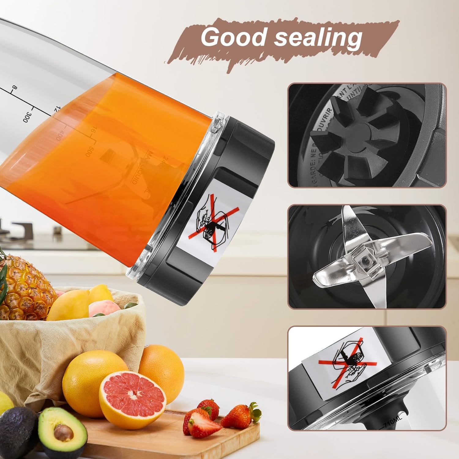 TAMOSH Piezas de repuesto de licuadora para Ninja, 24 oz taza 7 aletas extractor cuchilla, para auto IQ BN801 SS101 BL480-30 BL641