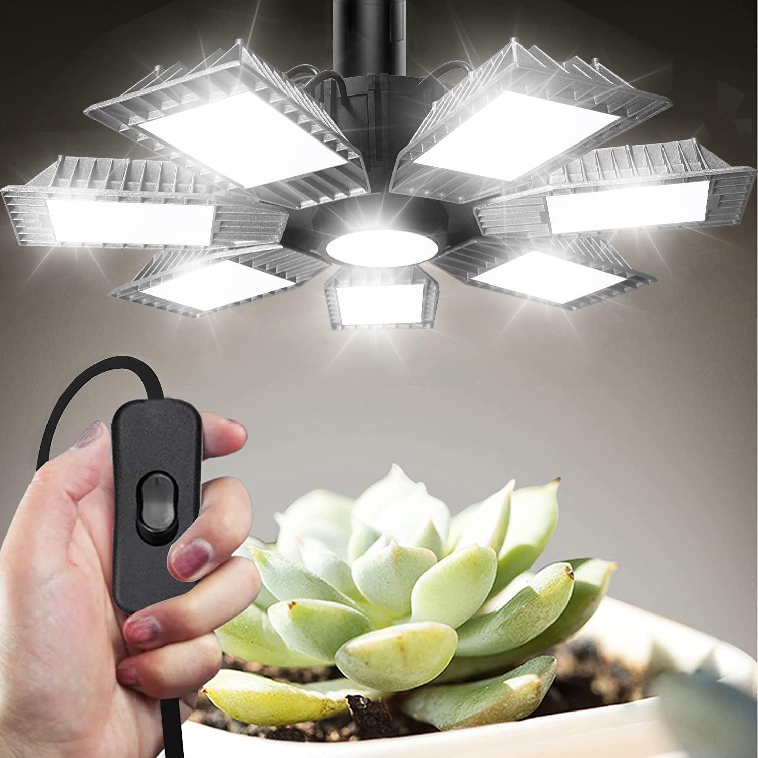 Luz LED de garaje, luz LED ultra brillante de 250 W con 7 paneles ajustables, 25000LM 6500K luces LED de techo de garaje deformables para garaje,