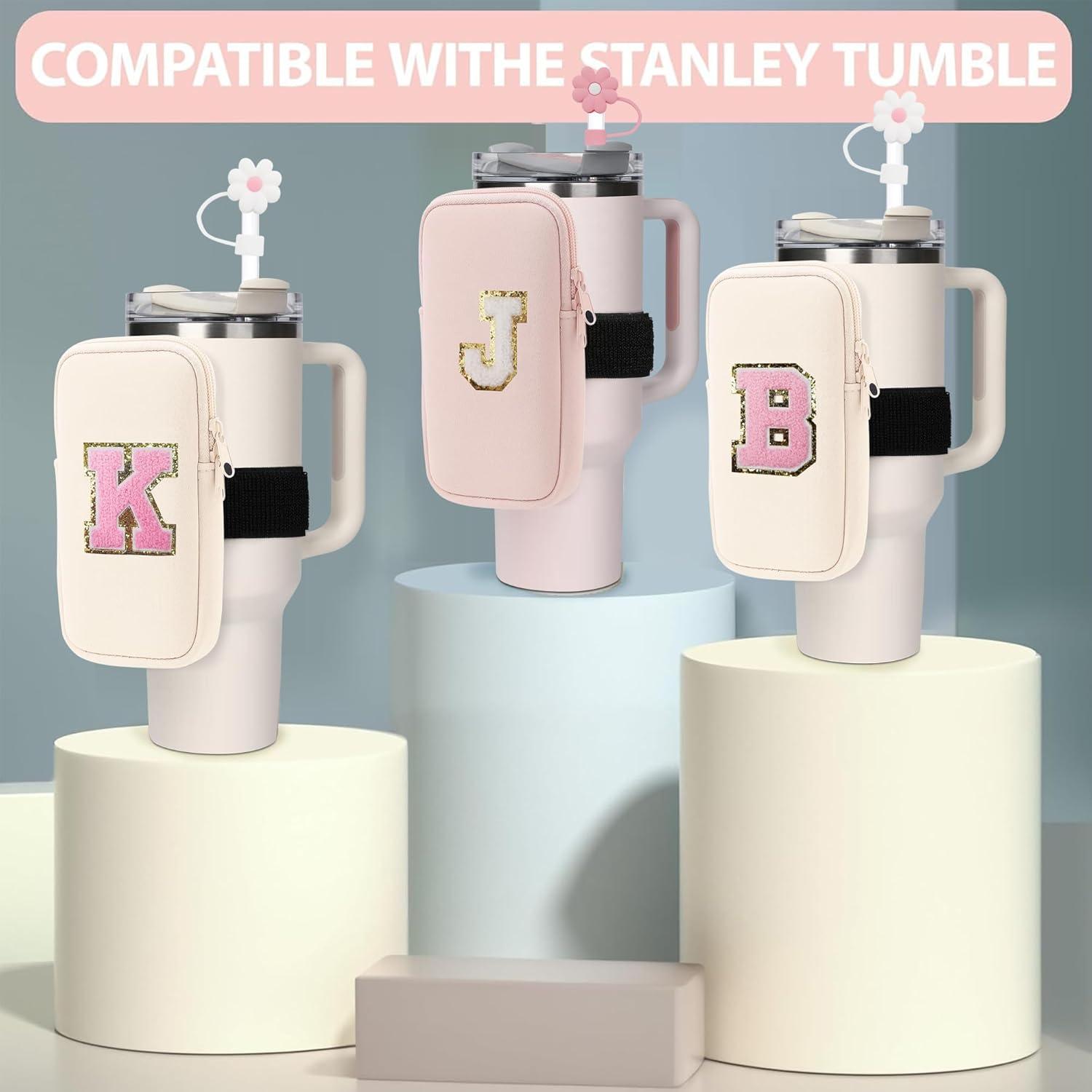 Stanley Accessories – Bolsa para botella de agua de 40 onzas para Stanley, monograma personalizado de Stanley compatible con Stanley de 40 onzas, 30