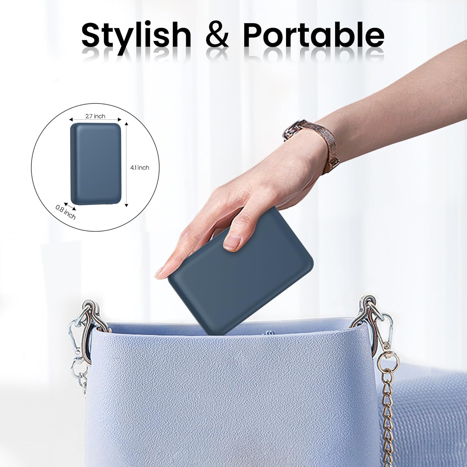 Cargador portátil, batería de 10000 mAh para Apple, banco de energía compatible con cargador portátil magnético para iPhone serie 14, 13, 12 (azul