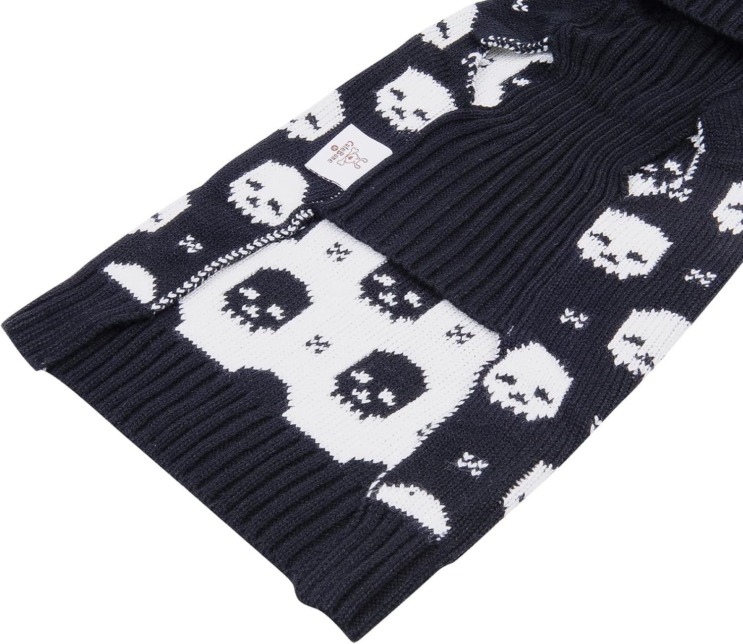 CuteBone Suéter de calavera para perros medianos, ropa de invierno para mascotas, suéter de punto cálido con agujero para arnés