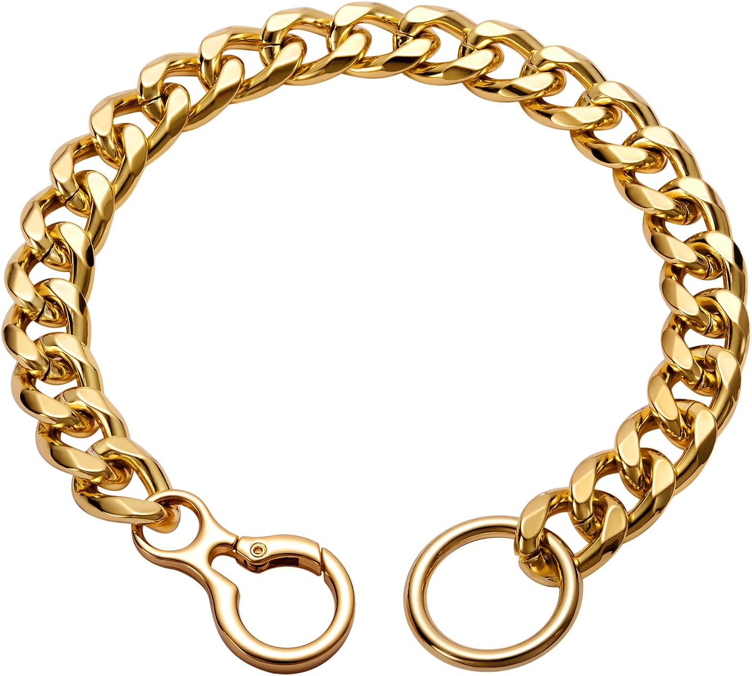 Woofuu Collar de perro ajustable chapado en oro de 18 quilates, collar de cadena resistente a prueba de mordidas para perros pequeños, medianos y