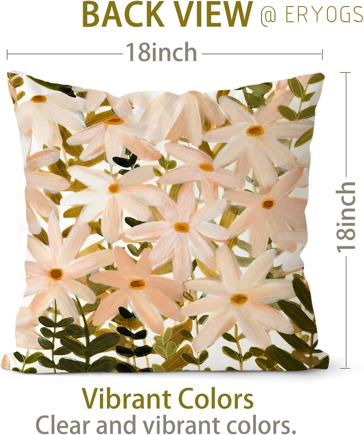 Juego de 2 fundas de almohada Sage Daisy de 18 x 18 pulgadas, fundas de almohada decorativas con estampado de terciopelo para sofá, fundas de
