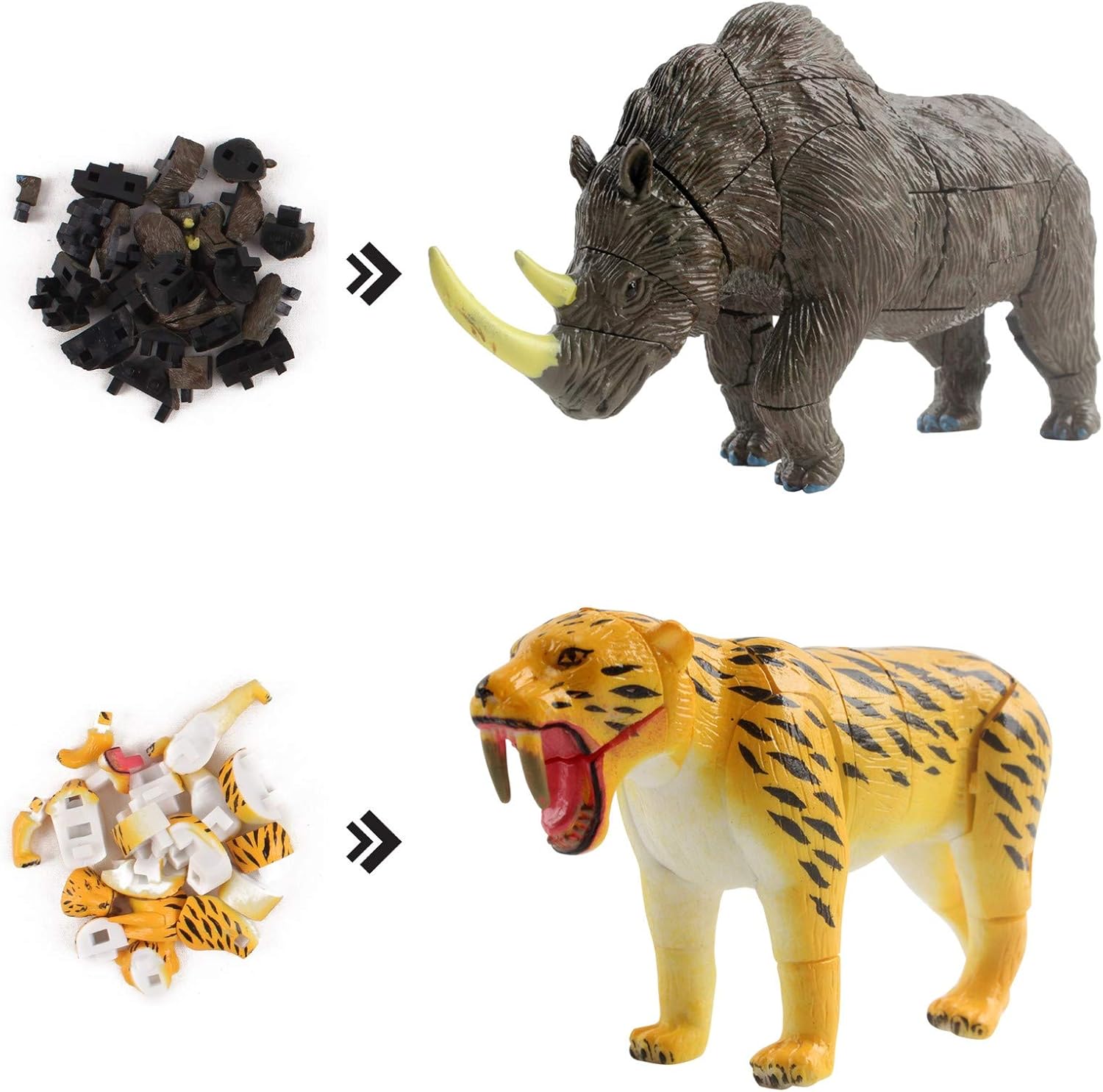 Juego prehistórico con 4 animales de la edad de hielo en cubos de glaciar, rompecabezas 3D para niños, arqueología, desarmable, descubrir, descubrir