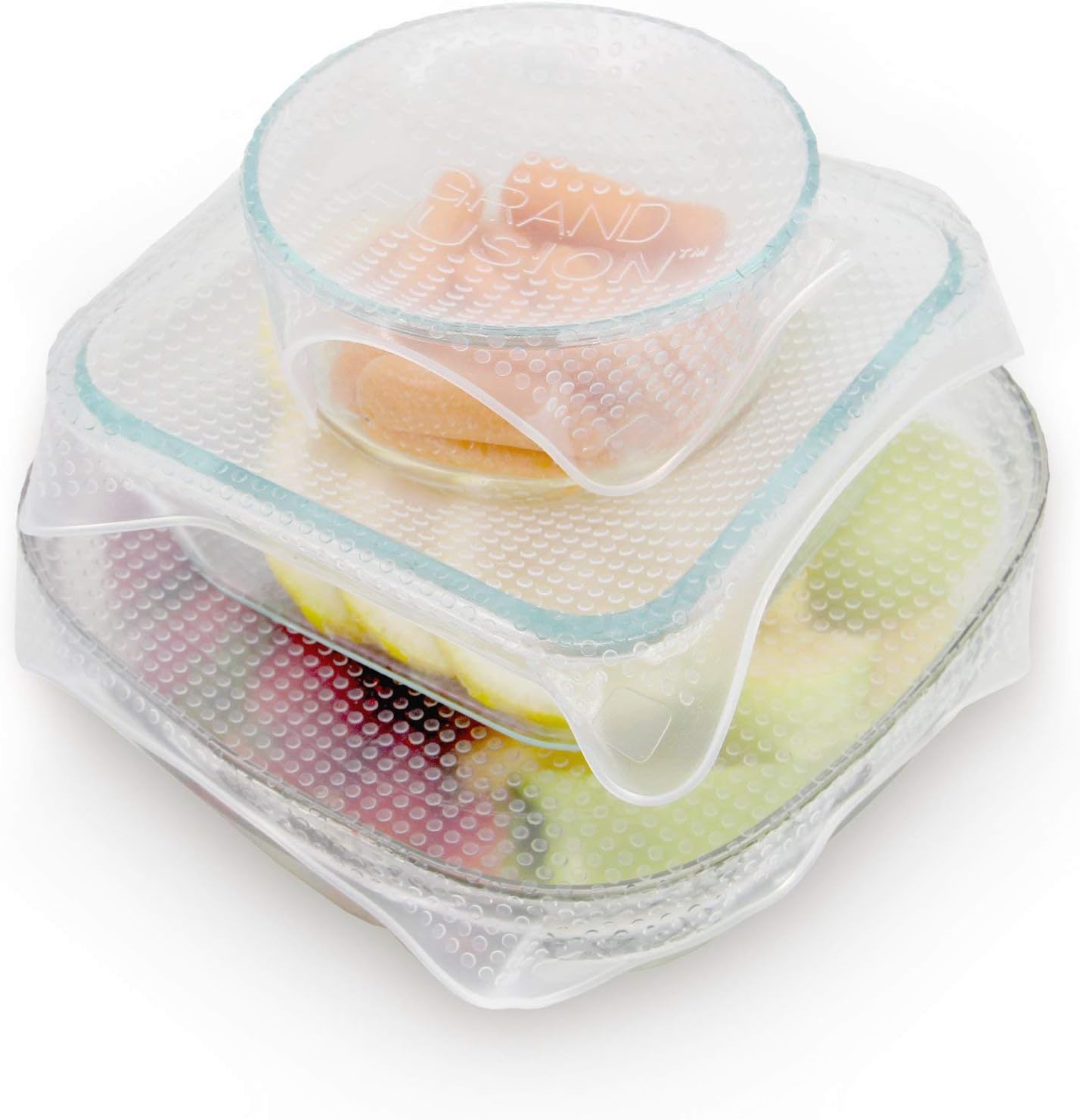 Grand Fusion Envoltura de alimentos de silicona apta para microondas, envolturas flexibles y reutilizables para alimentos, sin BPA y de larga