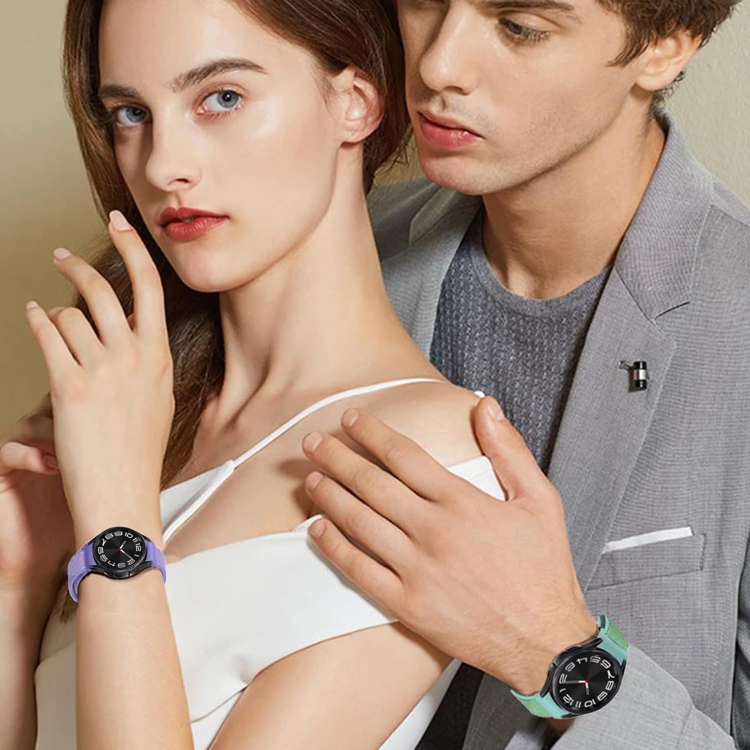 One Click – Correa de nailon sin brecha compatible con Samsung Galaxy Watch 6 5 4 1.575 in 1.732 inGalaxy Watch 6 Classic Band 1.850 in 1.693