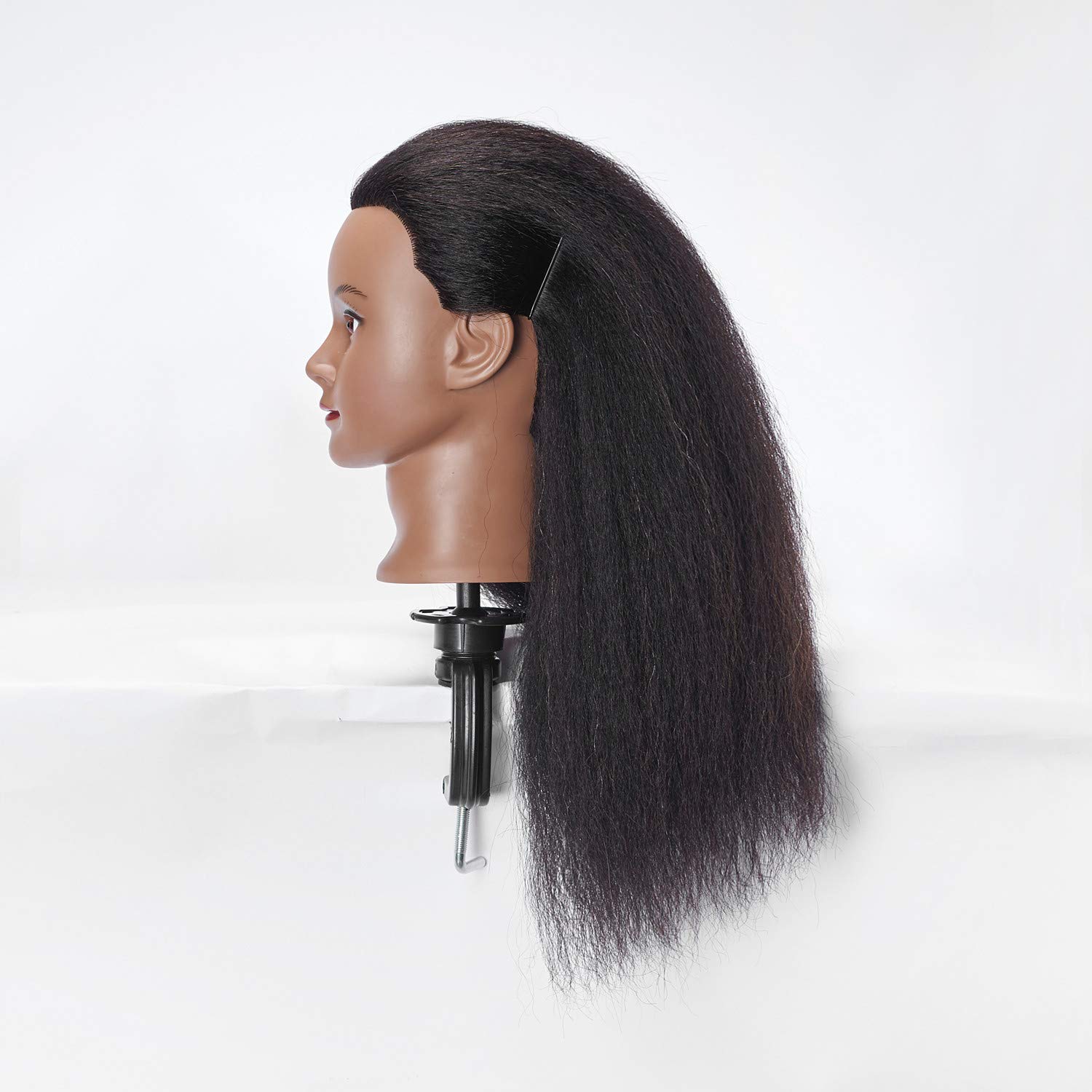 Cabeza de maniquí con cabello afro 100 % real, para estilizar, cabeza de muñeca para entrenamiento de cosmetología, cabeza de maniquí para práctica,