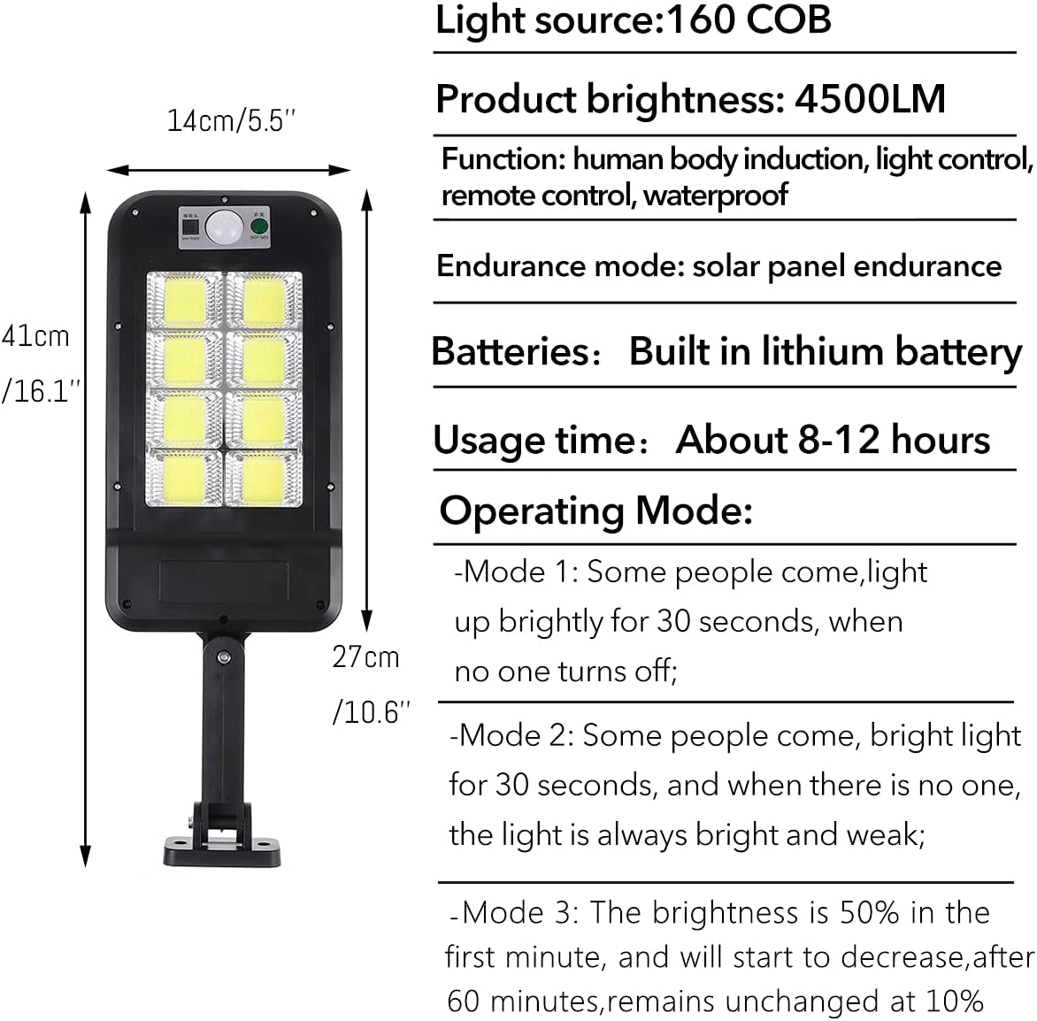 120 luces LED solares para exteriores, sensor de movimiento inalámbrico Ip65, control remoto, luces solares de estacionamiento, luz de pared de