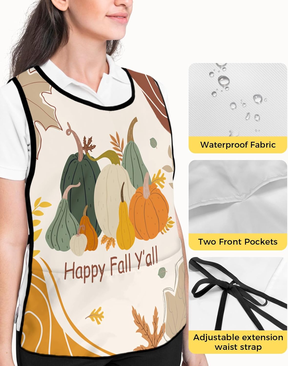 Universal Cobbler Apron with 2 Pockets Unisex Waterproof Chef Aprons Adjustable Washable Bib Apron