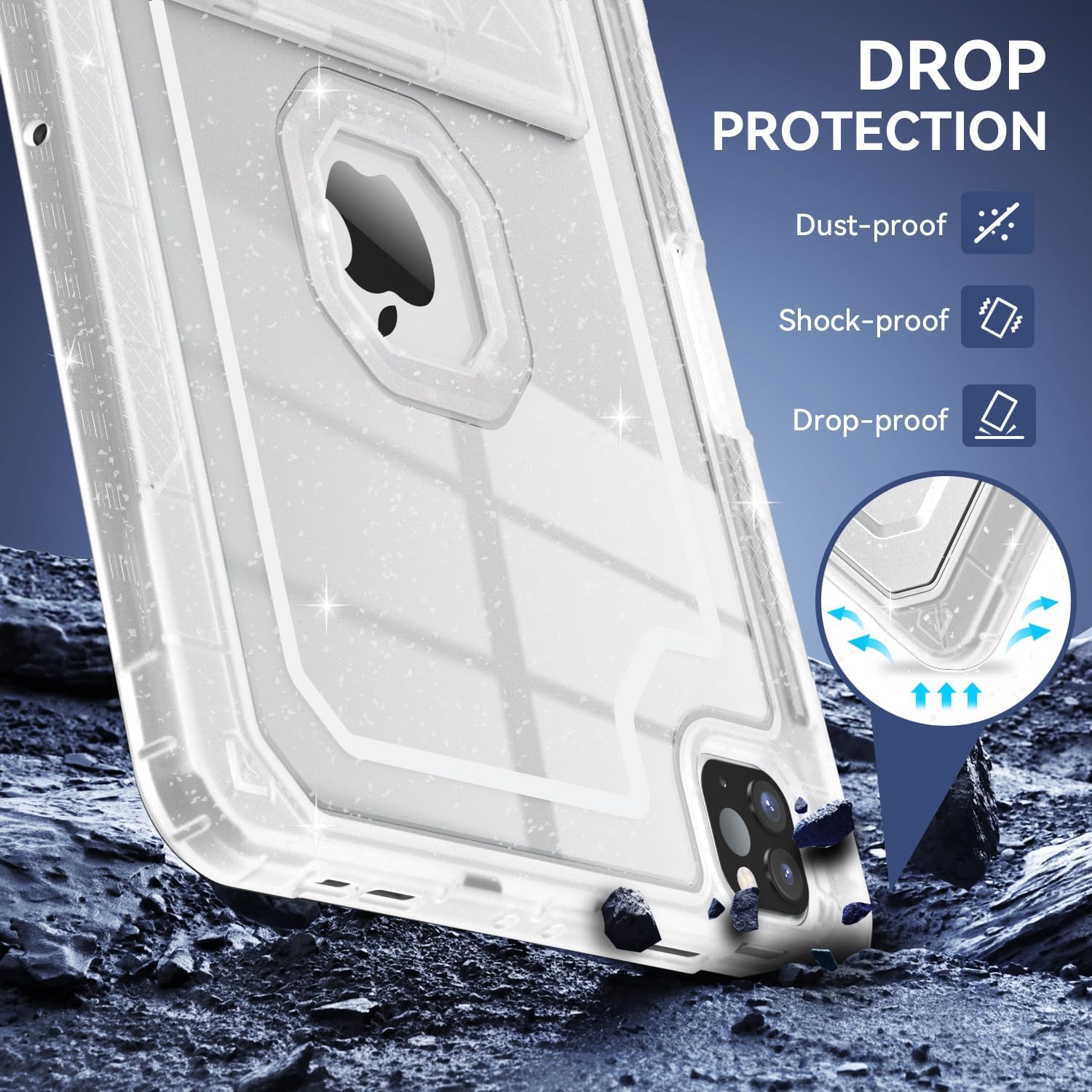 ZoneFoker Funda para iPad Pro de 12.9 de 65433 generación 2022202120202018, funda para iPad Pro de 12.9 pulgadas con soporte para lápices,