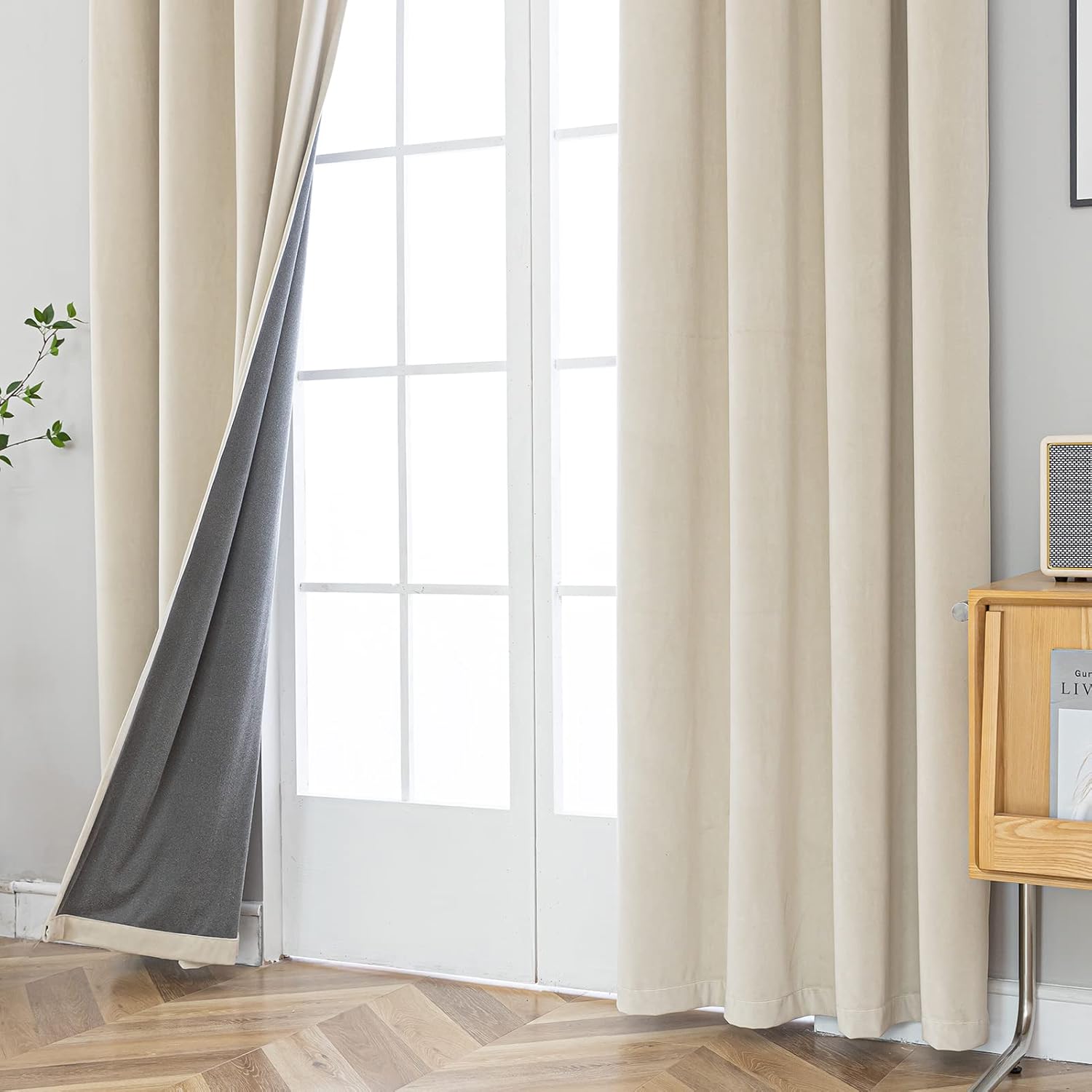 PLEASANT BOULEVARD Cortinas de terciopelo 2 paneles Cortinas opacas pesadas con ojales, cortinas de oscurecimiento con aislamiento térmico para sala