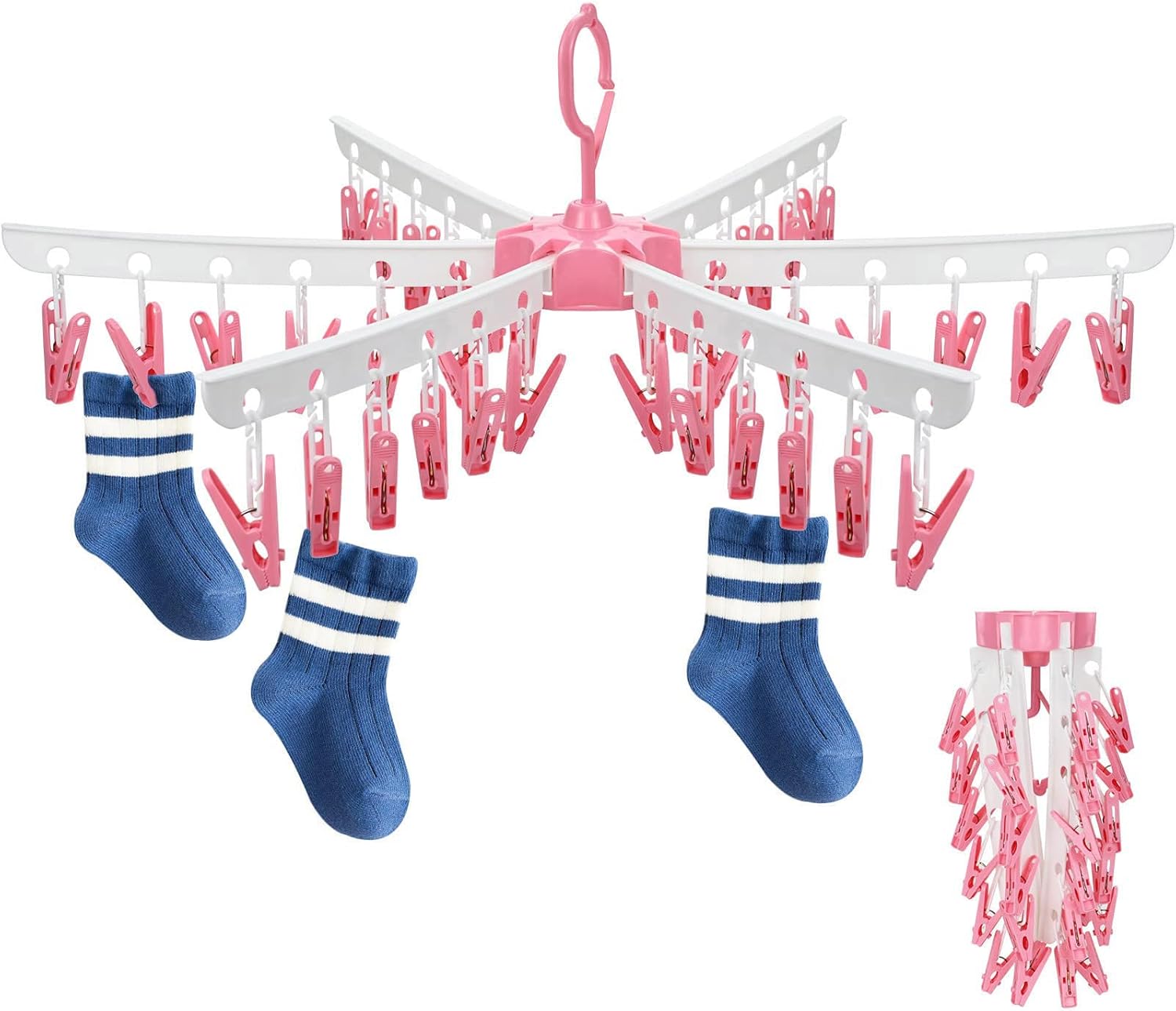 Estante de secado de calcetines, secadora de calcetines plegable, 36 clips, colgador de plástico plegable para ropa sucia, ropa para calcetines,