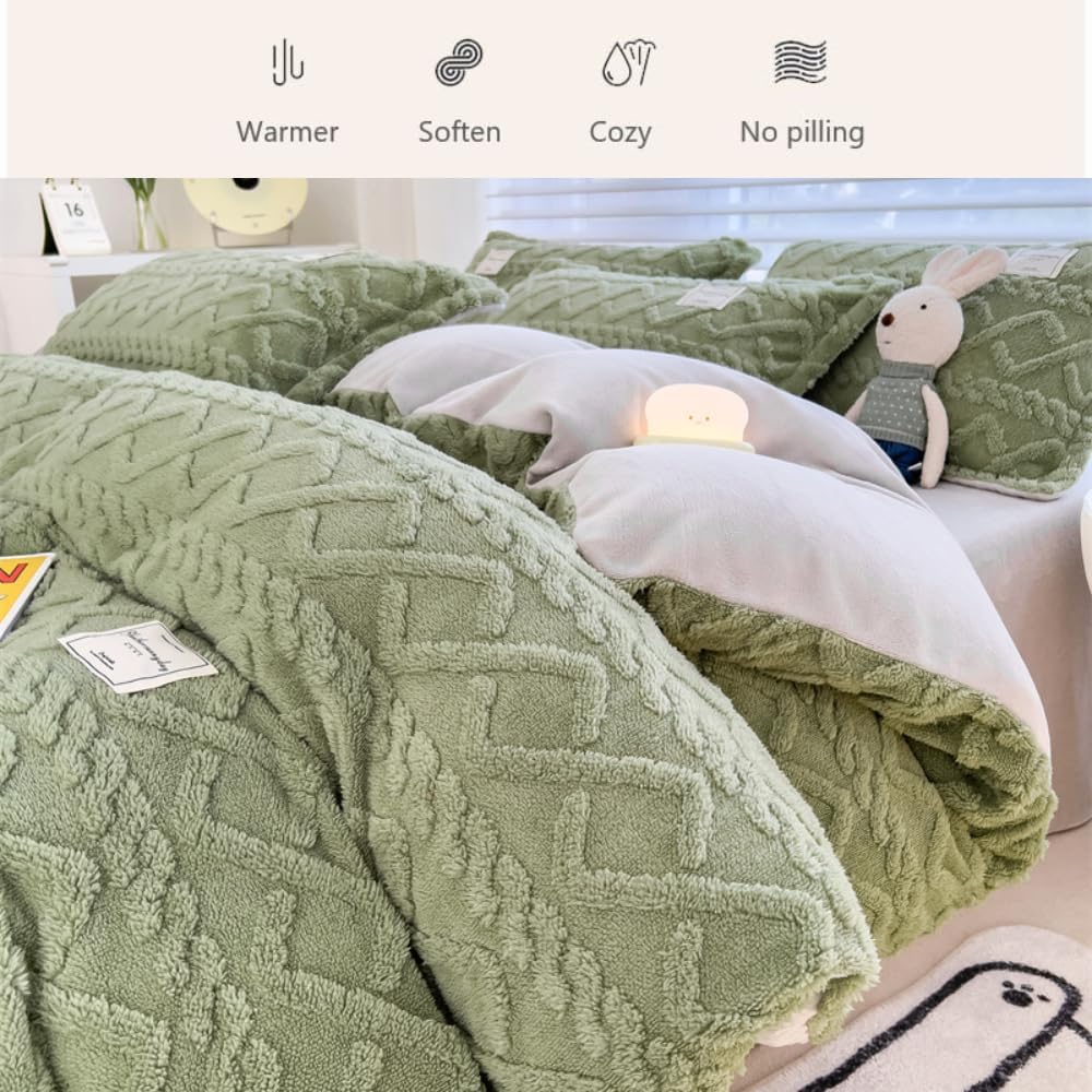 Juego de funda de edredón esponjosa, juegos de ropa de cama bohemios de 3 piezas, franela de terciopelo ultra suave y acogedora funda de edredón de