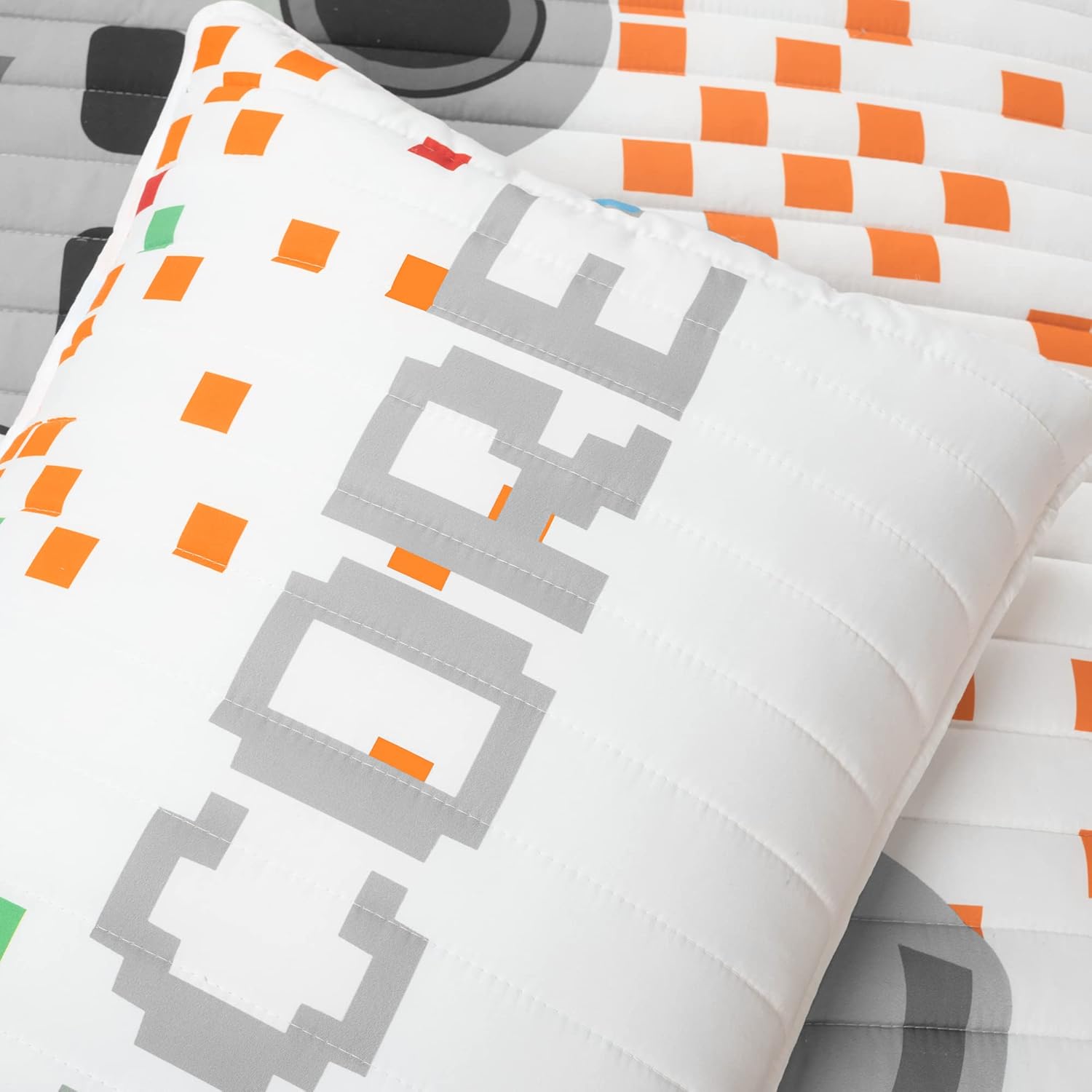 Lush Decor Juego de edredón reversible de 4 piezas de videojuegos, tamaño individual, color blanco