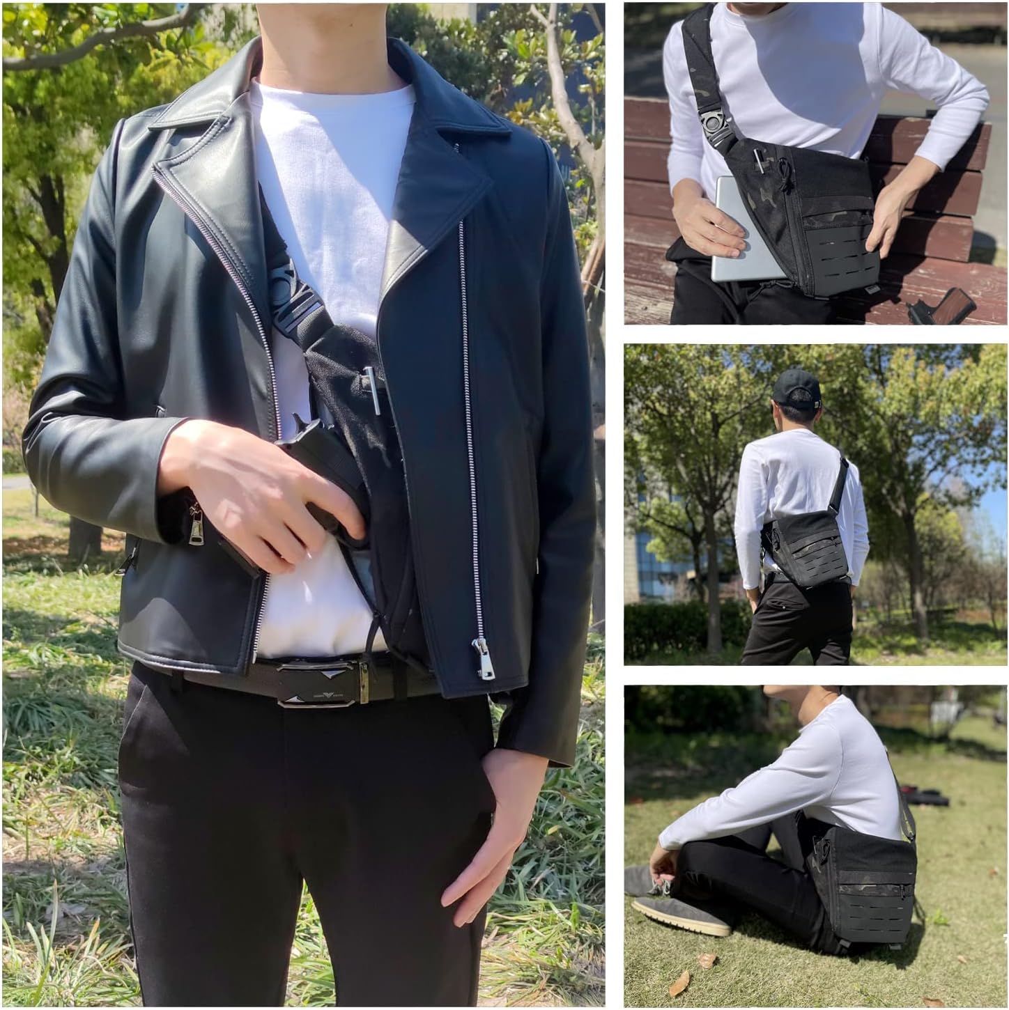 Bolsa de transporte oculta para hombres, bolsa de pecho de pistolas, bolsa cruzada antirladrón, mochila de bolsillo personal