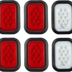 Partswcgg Juego de 6 luces LED rectangulares de 5 x 3 pulgadas para frenogirotraserafreno y respaldo, luces de enganche trasero para camión, Partswcgg Juego de 6 luces LED rectangulares de 5 x 3 pulgadas para frenogirotraserafreno y respaldo, luces de enganche trasero para camión,
