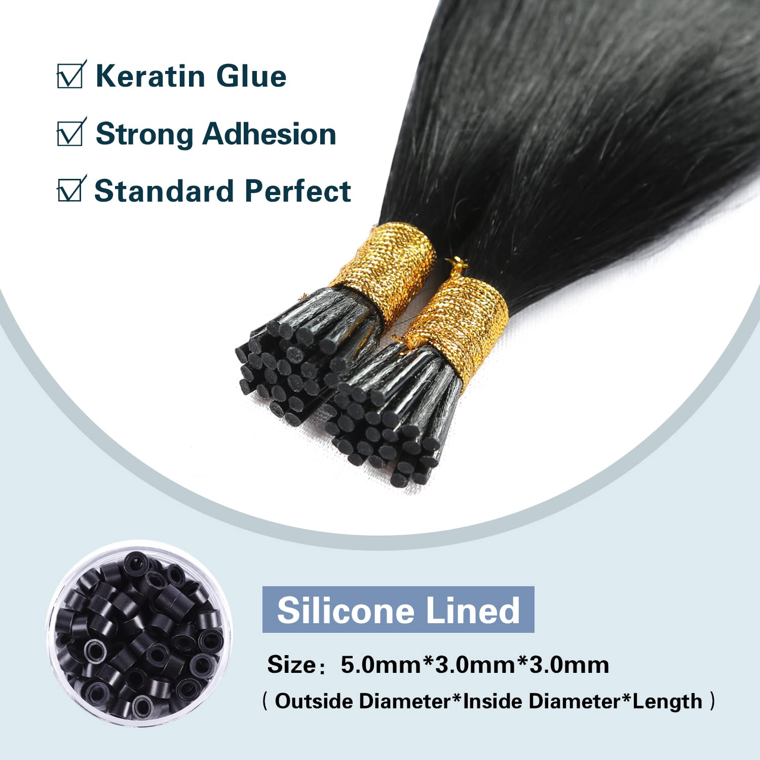 Sunya Extensiones de cabello humano con punta I Tip de 20 pulgadas, extensiones de cabello humano negro azabache con punta en Itip extensiones de