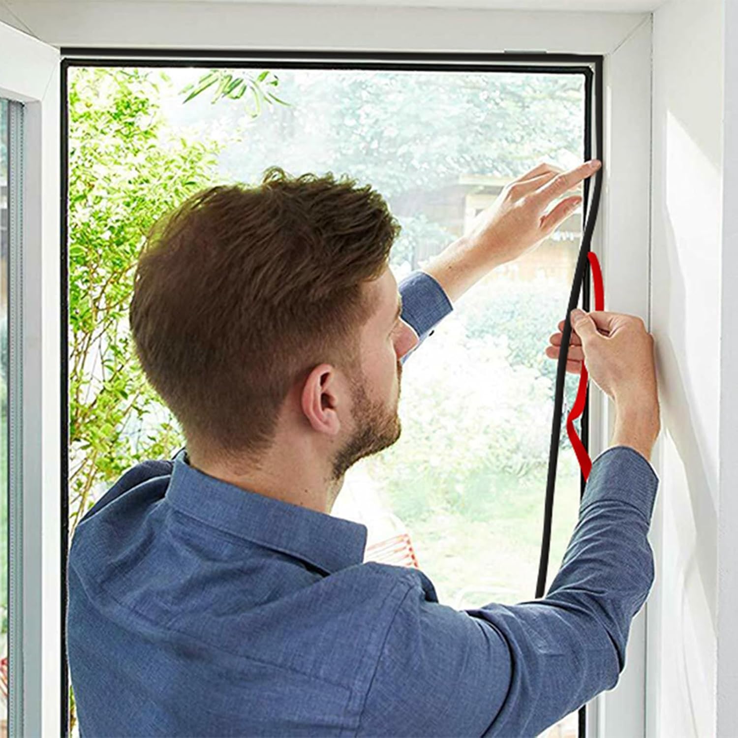 Nueva actualización Tira de sellado de puerta de silicona de 19.7 pies para puertas y ventanas, diseño de cámara insonorizada multicapa,