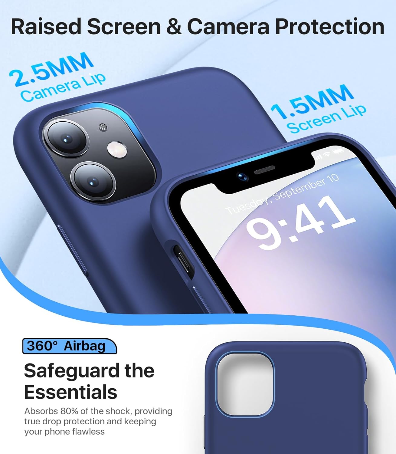 Funda para iPhone 11, compatible con MagSafe, silicona líquida, tacto agradable a la piel, forro de microfibra suave, protección militar de 12 pies,