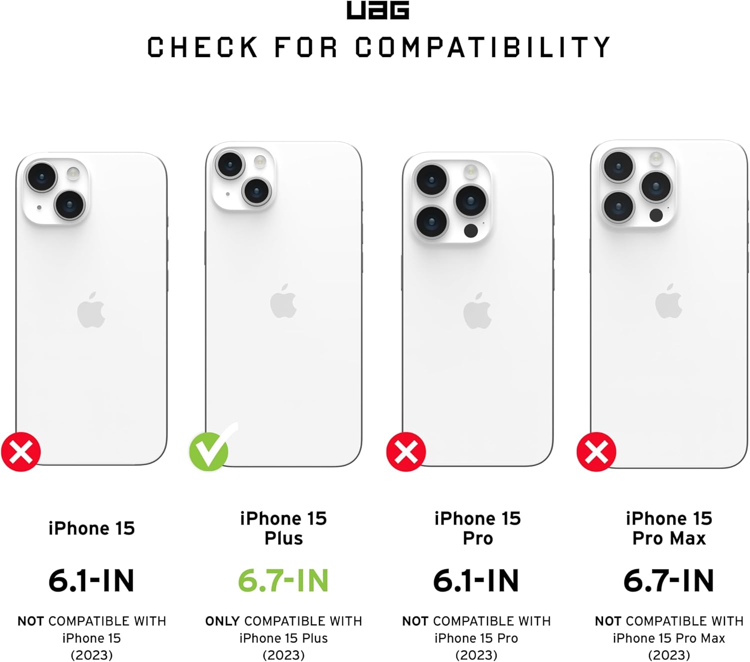 URBAN ARMOR GEAR UAG – Funda diseñada para iPhone 15 Plus de 6.7 pulgadas, paquete de hielo de plasma con protector de pantalla UAG Glass Shield