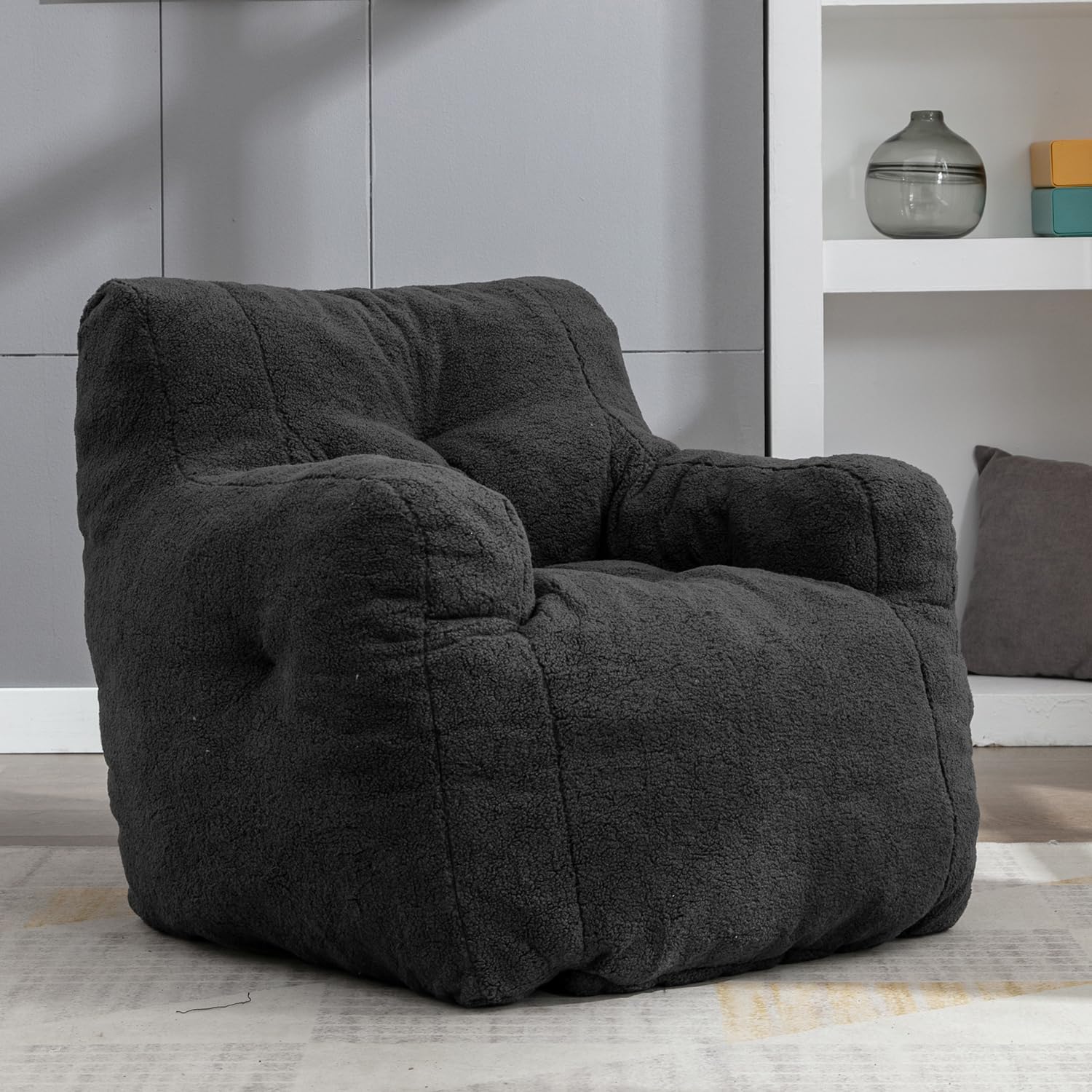 Beanbags – Sillón puff de tela de felpa suave para adultos y niños, lindo y cómodo sillón de ocio para dormitorio, sala de estar, dormitorio o