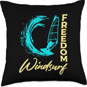 Freedom Sailboard Windsurfer Throw Pillow, 18×18, Multicolor Freedom Sailboard Windsurfer Throw Pillow, 18×18, Multicolor