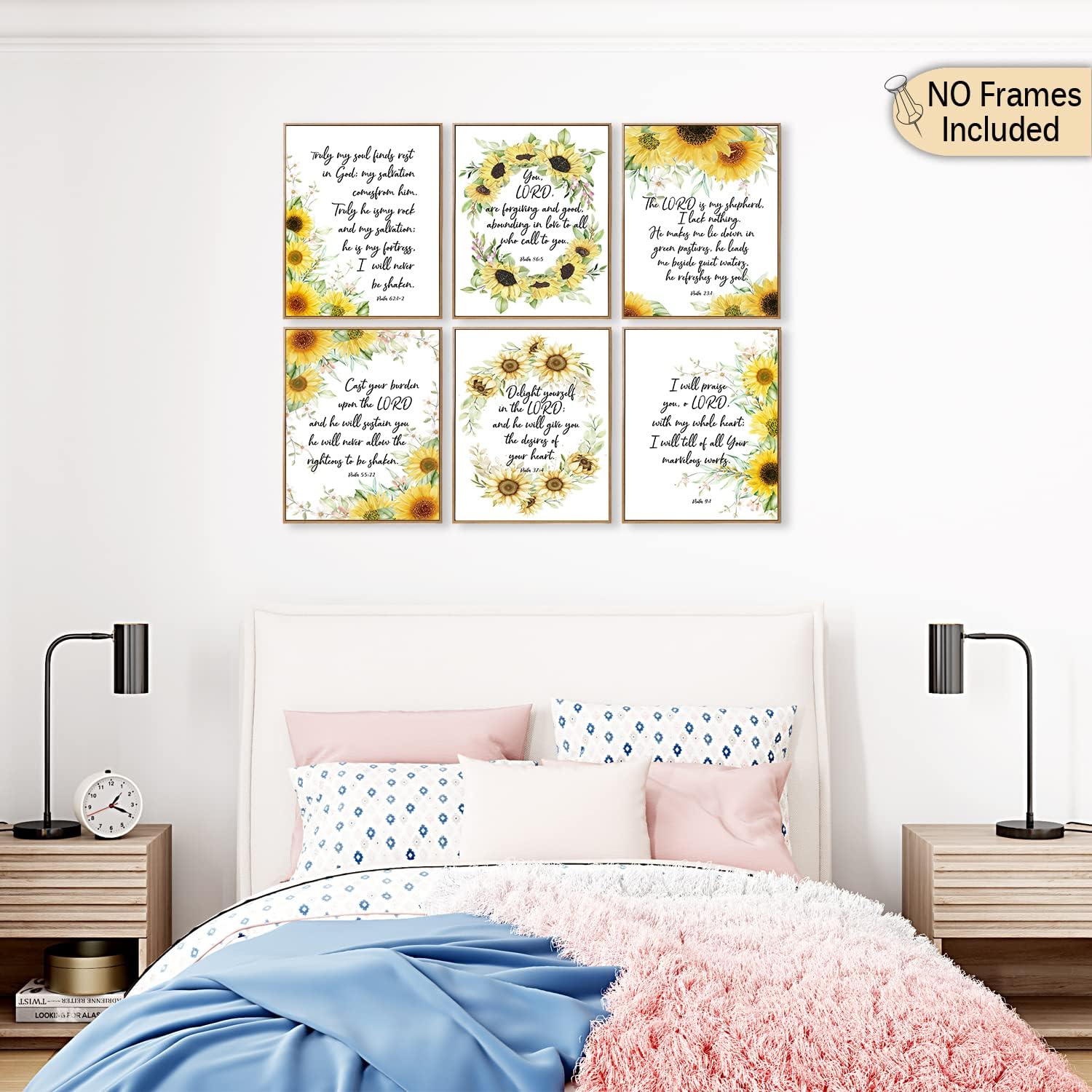 Citas motivacionales positivas de la Biblia, versos de la Biblia, decoración de pared de las Escrituras, carteles de decoración de pared cristianos,